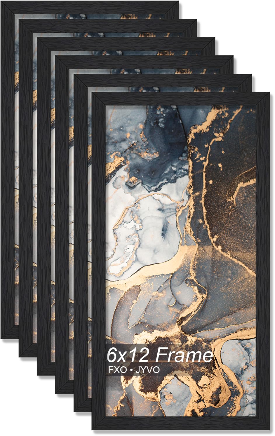 Fxojyvo Engineered Wood Picture Frame Set of 6, Black for 6 x 12 Inch Poster, Light Weight Wood-grain Frame - 6 Pack/Black/6"x12" โ image 1