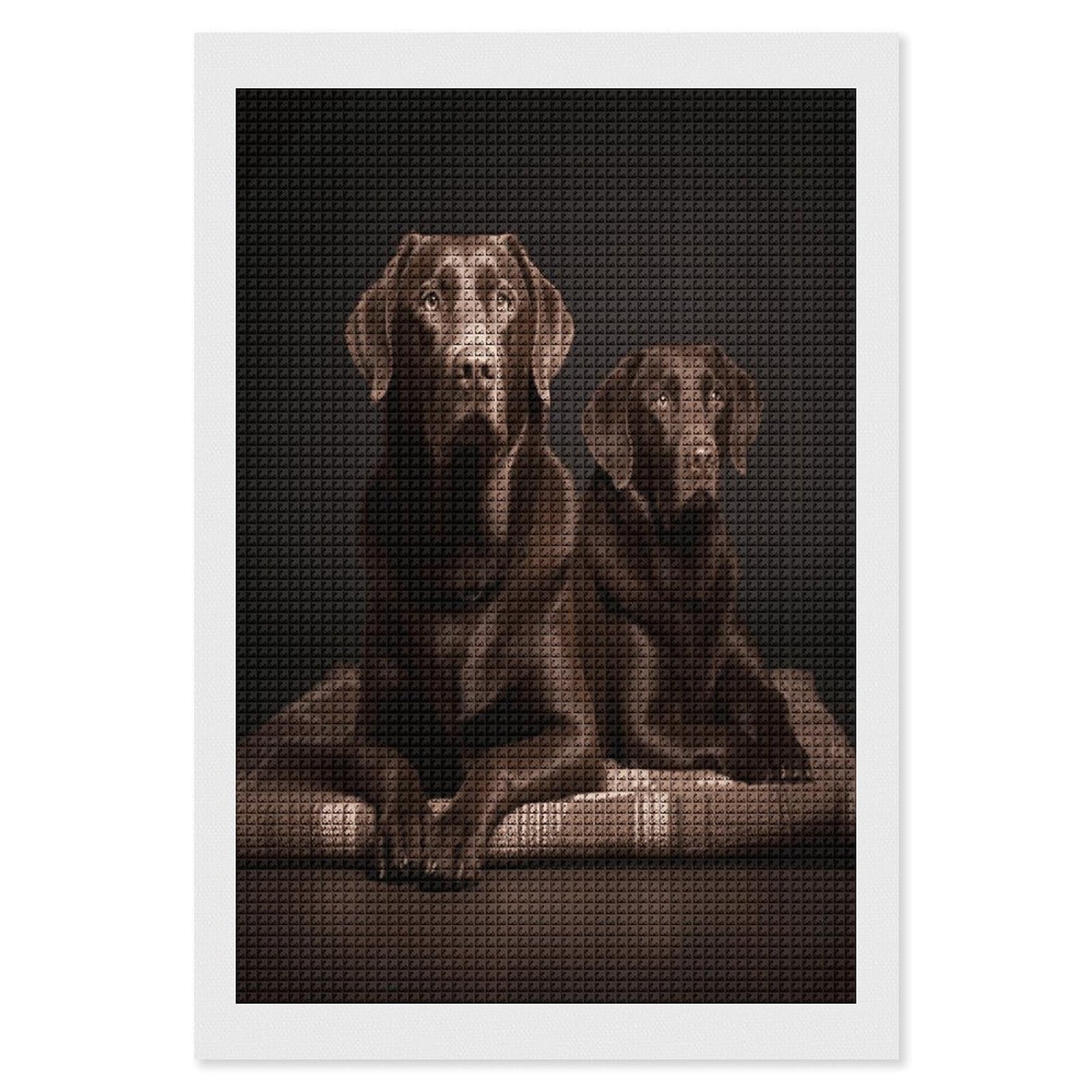 FodPand Brown Labrador Retriever Diamond Painting Kit for Beginner Fun 5D DIY Crafts for Adults Diamond Art Kits Square Diamond Art Canvas Painting Gem Art Crafts for Home Wall Decor 8"x12"