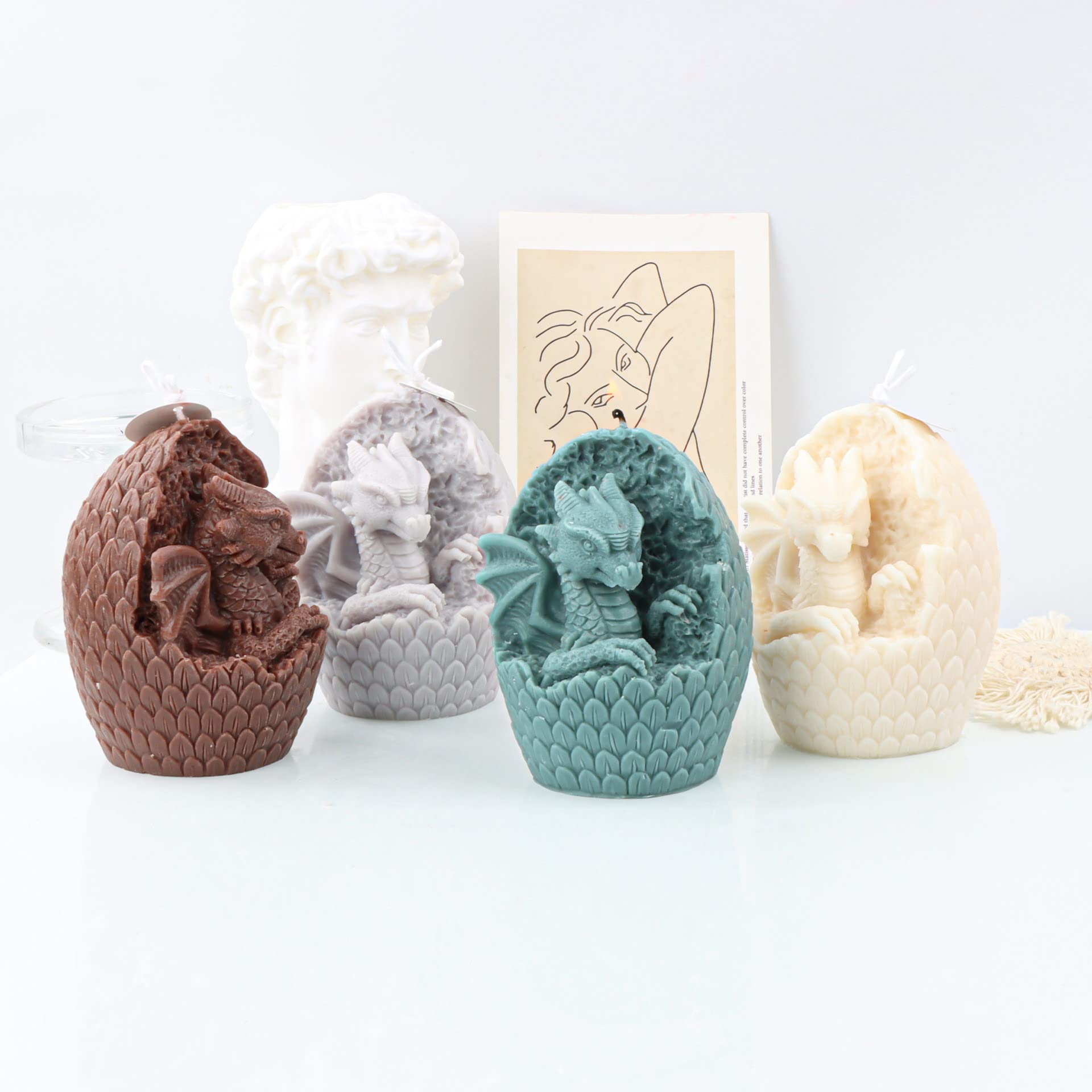 Stampo in silicone 3D a forma di drago, per candele, animali, per sapone, in resina, per decorazioni per torte, cioccolato, sapone, cera di soia, ornamenti artigianali