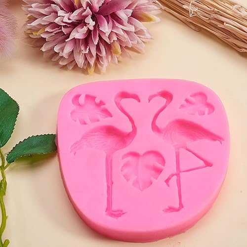 Miniatura 6 de DanLingJewelry Moldes de silicona de grado alimenticio para flamenco de Monstera para fondant para decoración de joyería DIY 4.134x3.740 in