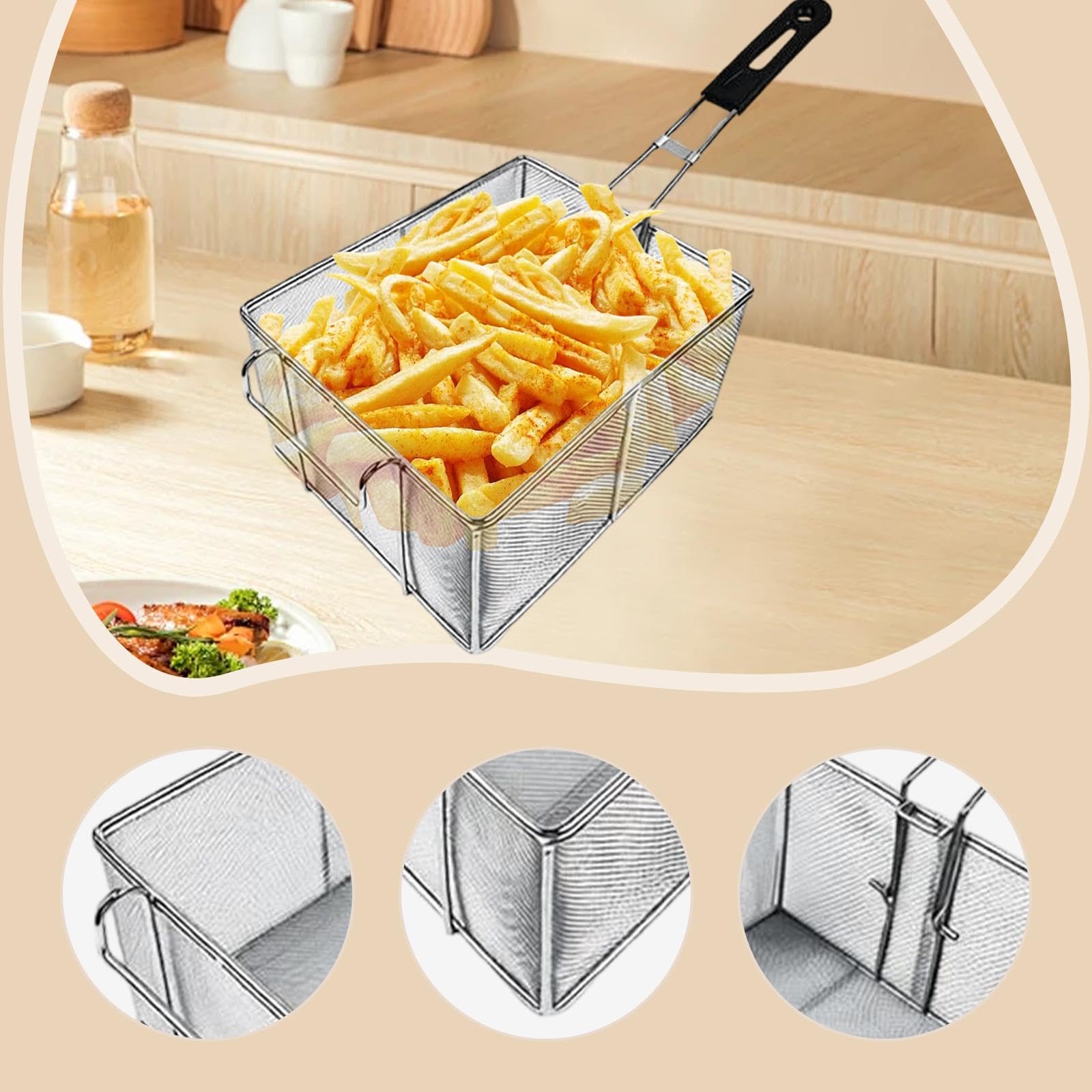 Cesta para Freír, Utensilio de Cocina, Cesta para Servir Barbacoa Y