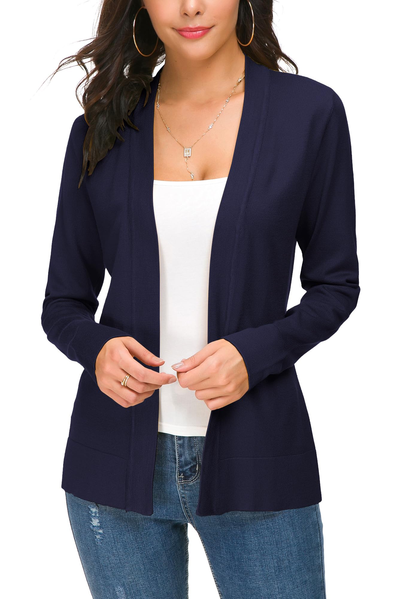 EXCHIC Femmes Manches Léger Manches Longues Devant Ouvert Tricoté Cardigan Gilets