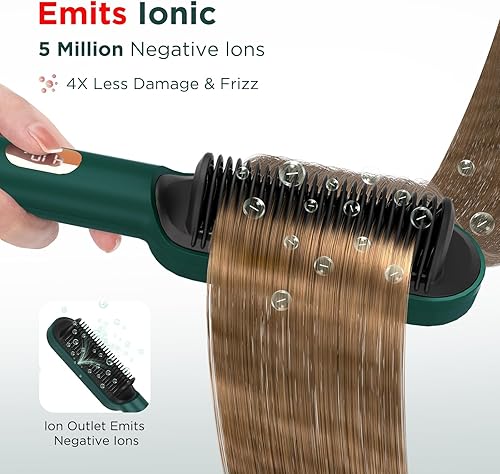 Miniatura 4 de Prizm Cepillo alisador de cabello, calentamiento rápido de 20 segundos, cepillo alisador de cabello de iones negativos con menos encrespamiento, 4