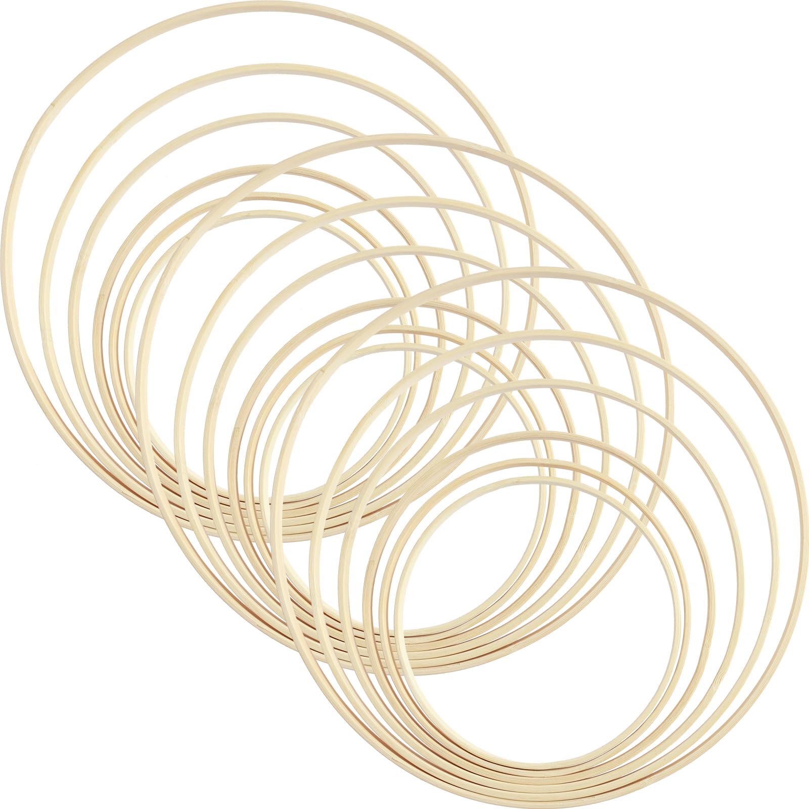 Nzwbshssp Wood Color 18Pcs Bamboo Rings Set 6 Sizes Diy Bamboo Hoops Set Multipurpose Bamboo Wreath Smooth Craft Hoop For Diy Wedding Wreath Decor Dream Catcher 15Cm 18Cm 20Cm 23Cm 26Cm 30Cm(Wood Color)