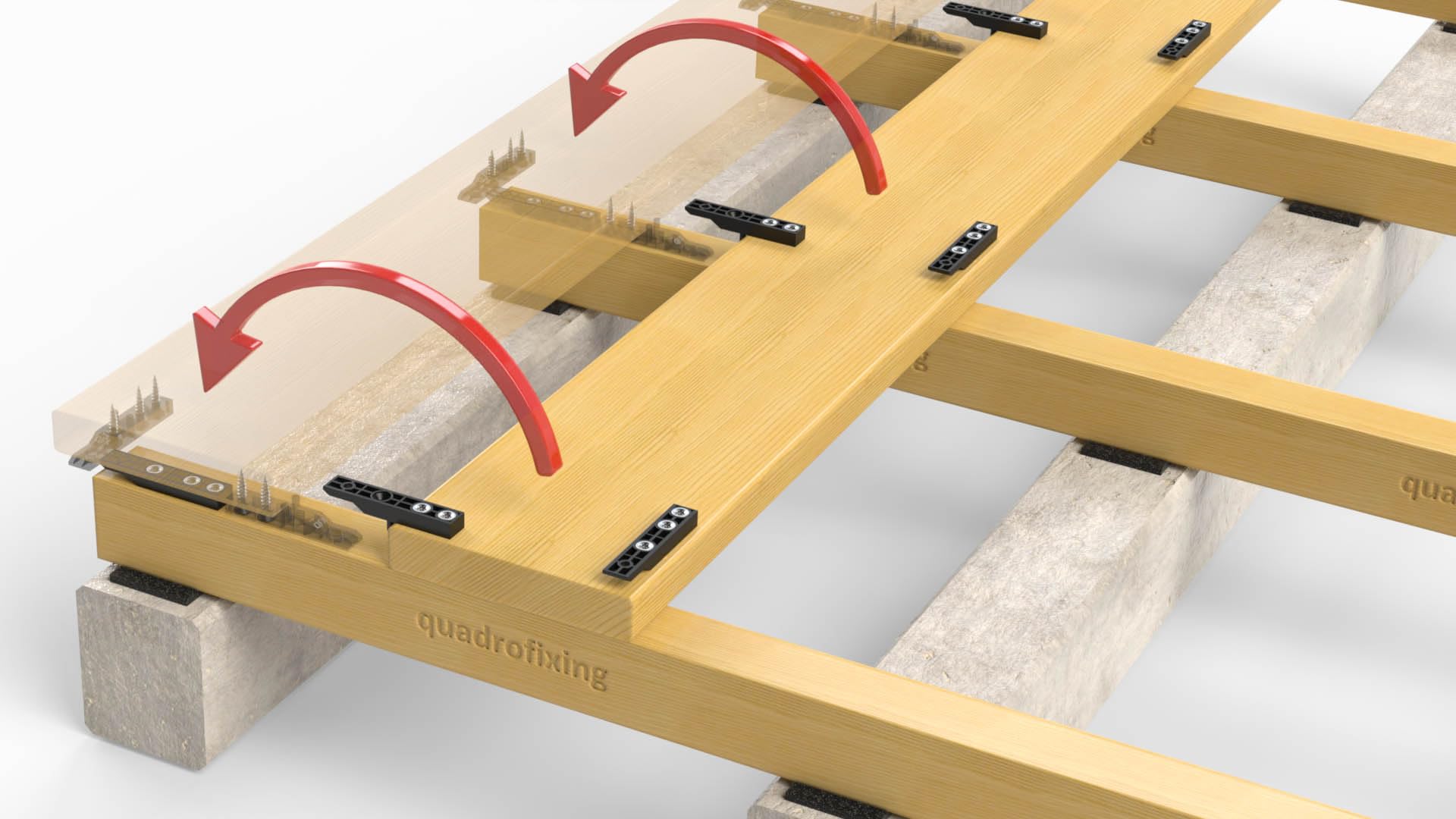 QUADRO CLIP – Unsichtbares Befestigungssystem für Holzterrassen | 100 Stück | Hochbelastbares Polyamid mit Glasfaserverstärkung | UV- und Frostbeständig