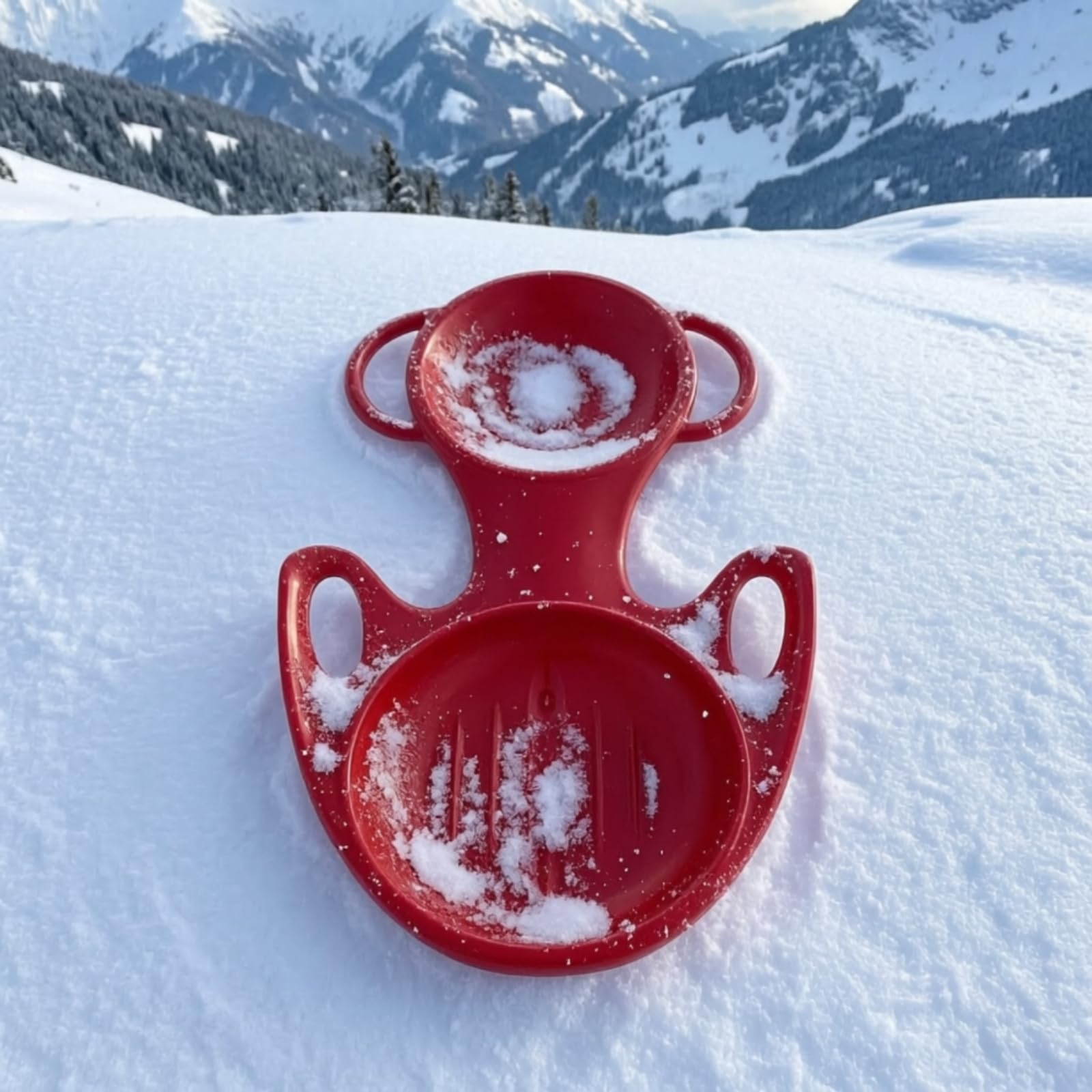 Slitta da Neve Persone Slitta Bob Toboggan di Fondo in HDPE Leggero con Maniglie Laterali E Foro per Corda volata Fluida E Stabile Adatta per Colline Innevate Giardino