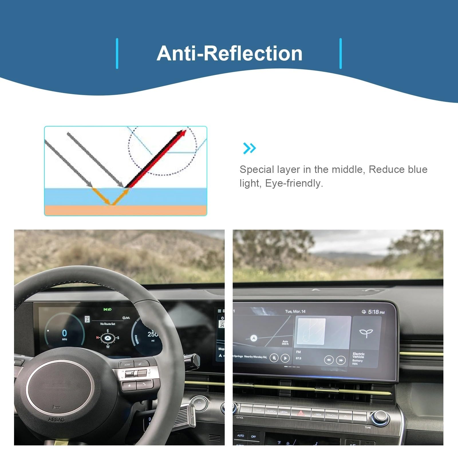 Ochraniacz ekranu do Hyundai Kona SX2 2023 nawigacja LCD (kierownica po