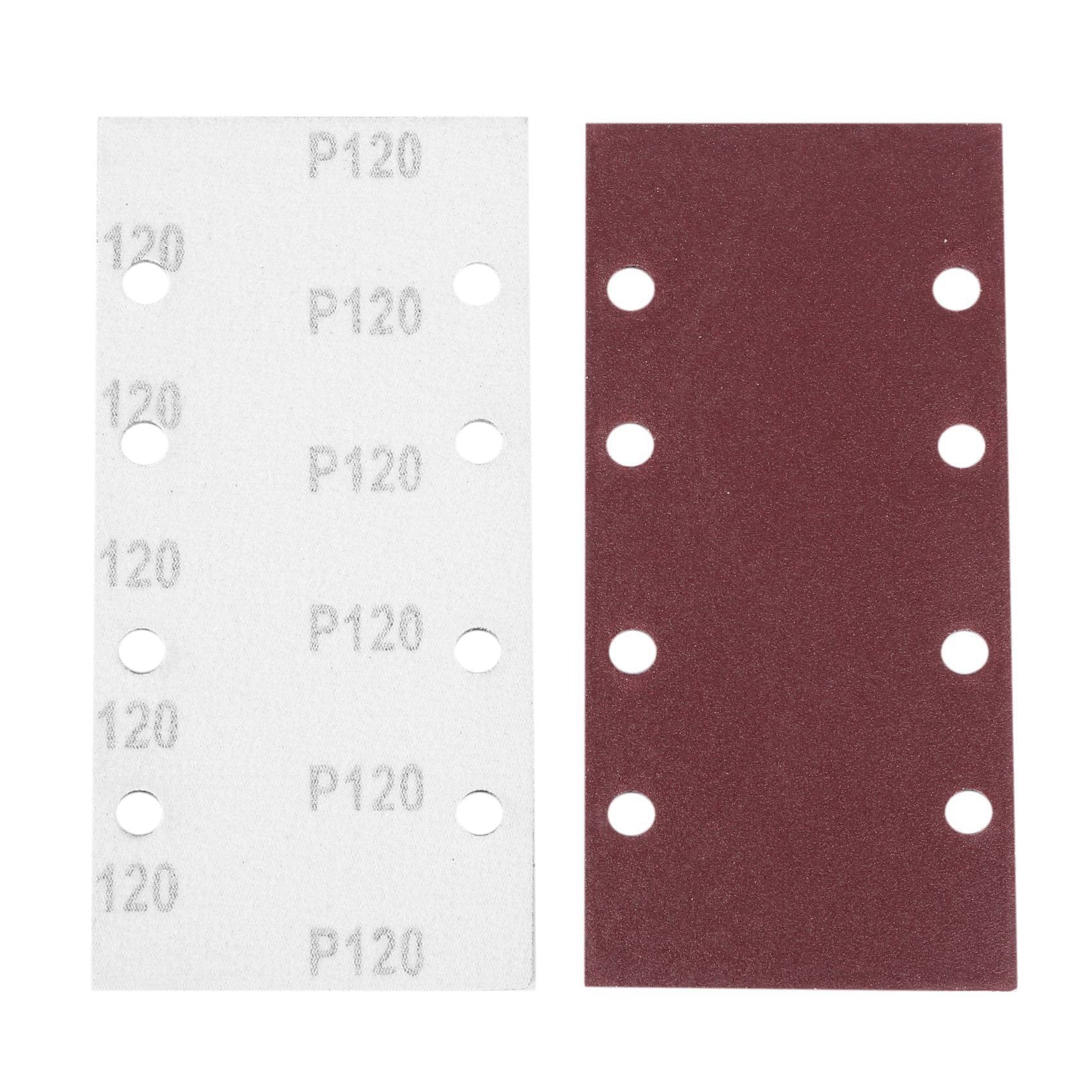 150 Pezzi Levigatrici,Carta Abrasiva Gancio e Passante Foglio Sabbia 93X186mm Perforato 8 Fori Granulosita' 40/60/80/120 Montatura Fogli Levigatrice Orbitale Alluminio Grano Ossido