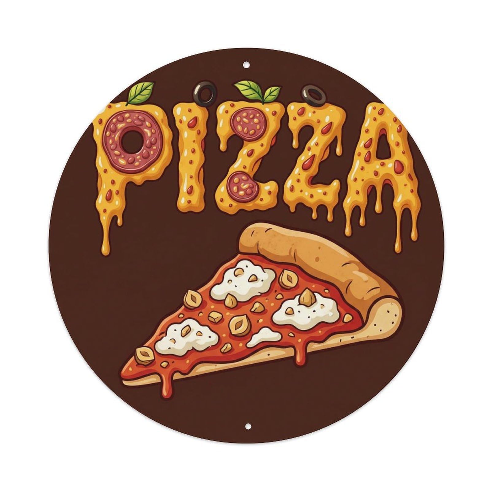 Huiyhb 8X8inch(20X20cm) Vintage Pizza Slice Hazelnut Ricotta Metal Tin Sign