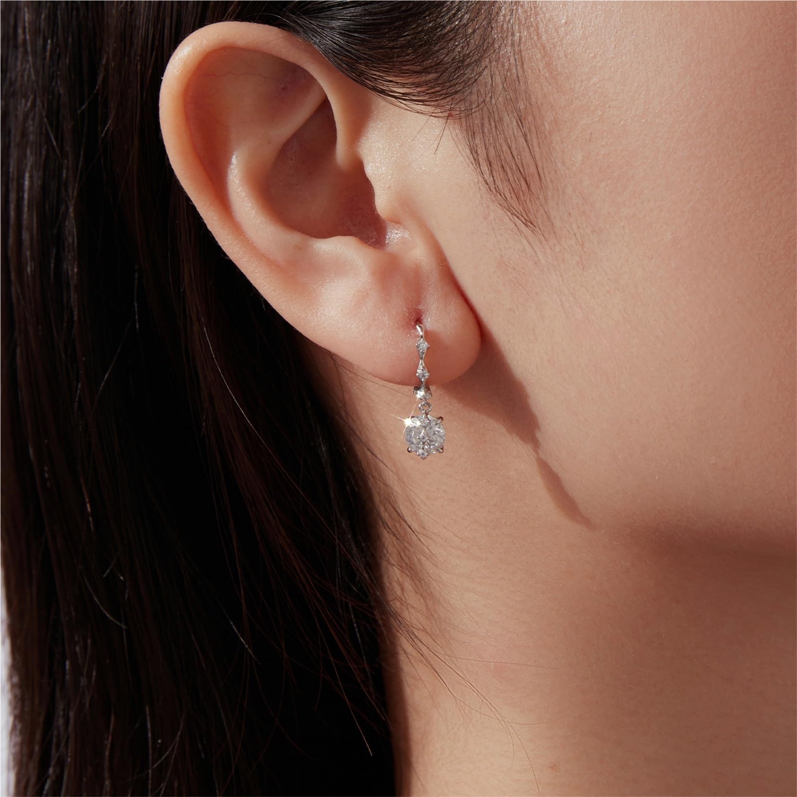 Pendientes de aro Huggie de moissanita de plata de ley S925 de 1 quilate con certificado, aros pequeños for dormir, hipoalergénicos for mujer, regalo diario