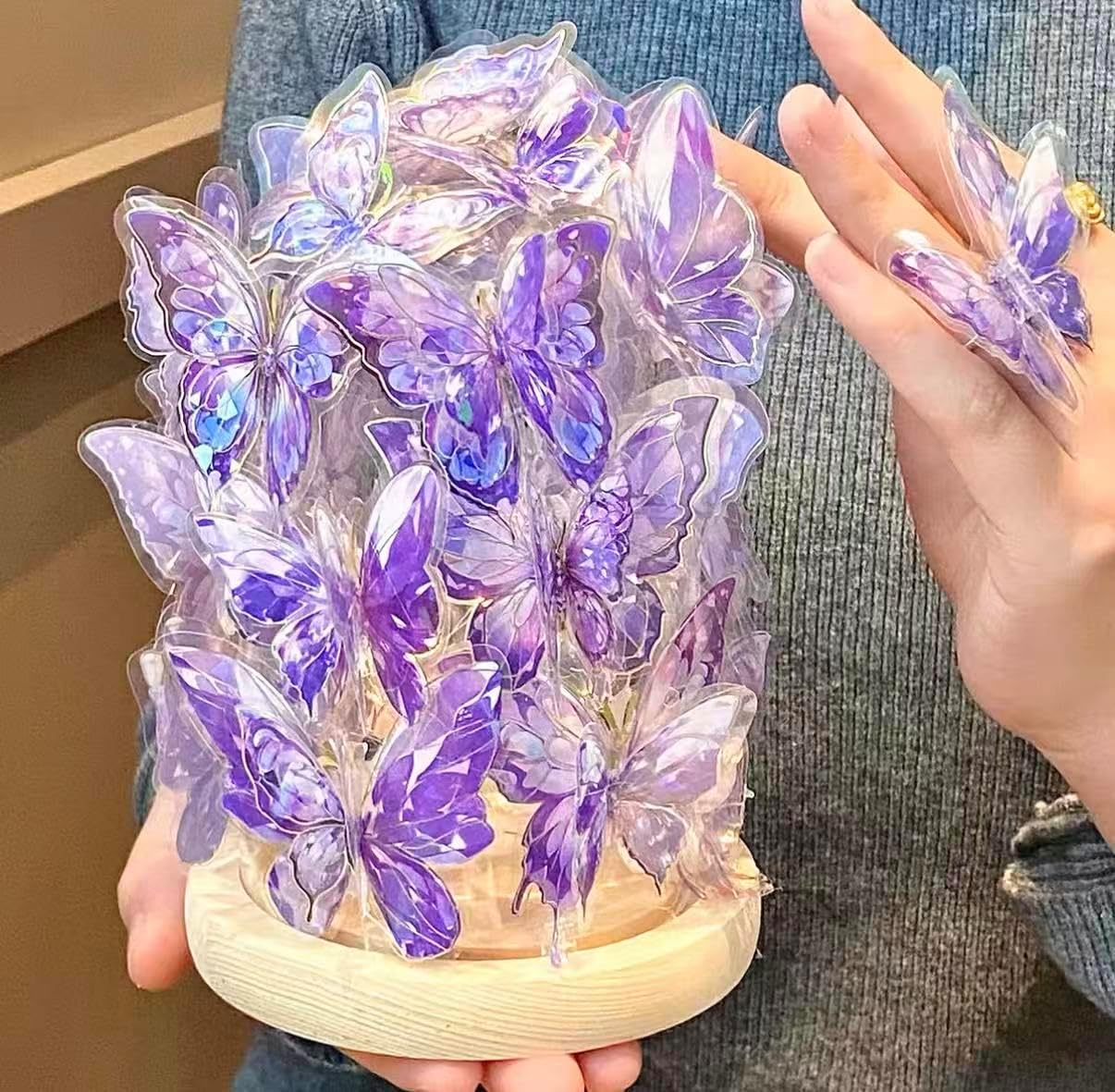 Butterfly Night Light, DIY Wall Decor,Romantic Bedroom Lighting for Girls, Nursery, Kids Room(Purple)