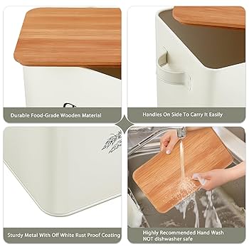 Amazon.co.jp: TeamFar ブレッドボックス 木製蓋付き 13.1インチ