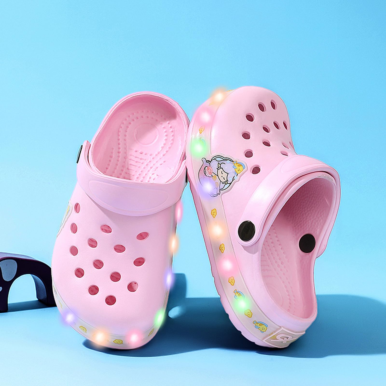 Bambini LED Zoccoli Ragazzi Pantofole Ragazze Carino Scarpe da Giardino Traspirante Leggero Sandali Scarpe da Bagno Antiscivolo EU 24-35