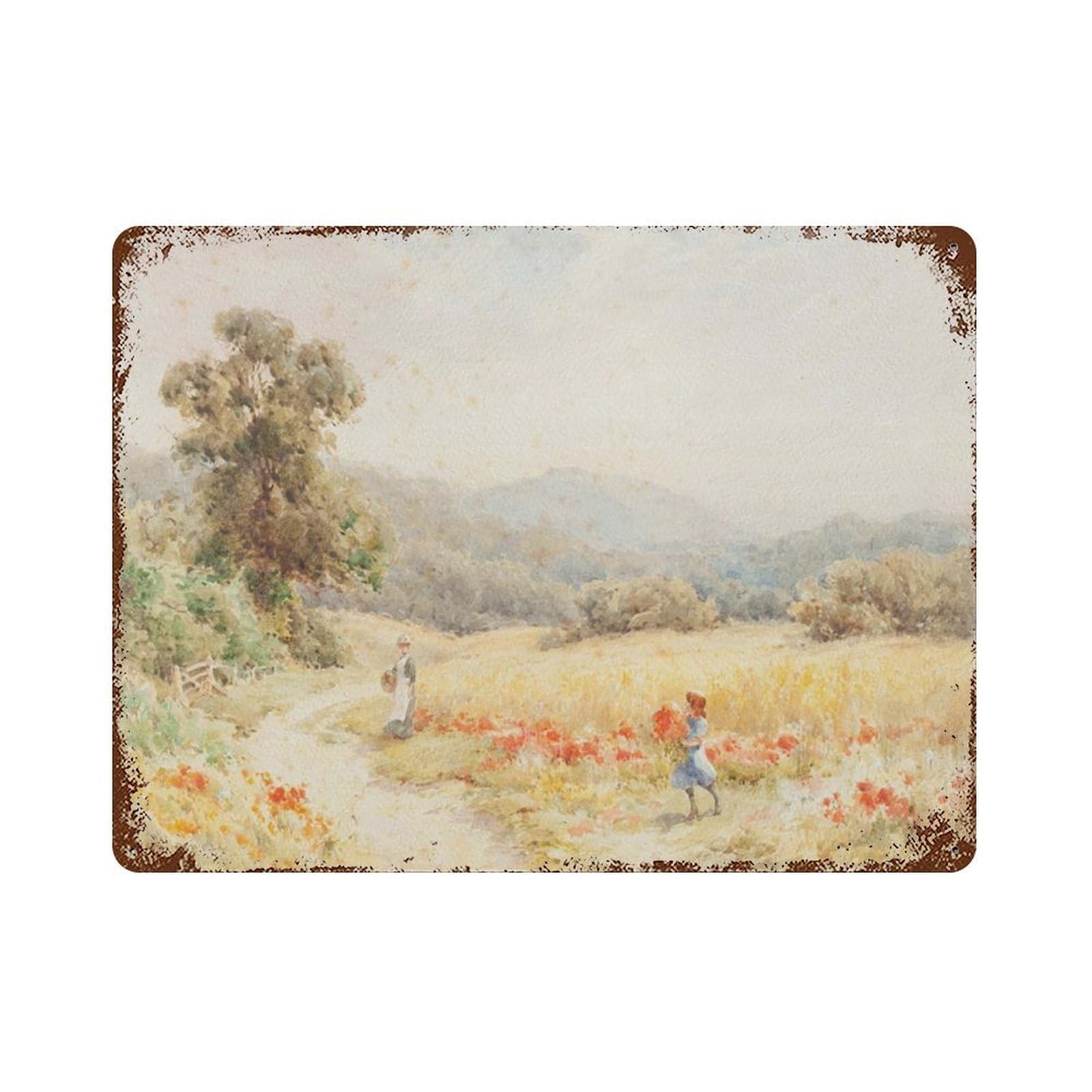 xiaoxiaoshen Landscape Vintage, Field With Flowers, Farmhouse Ation, Wall Decor Art Metal Tin Poster Modern Home Decor Art Home Bar Shop Decorations Vintage Sign 30x40cm
