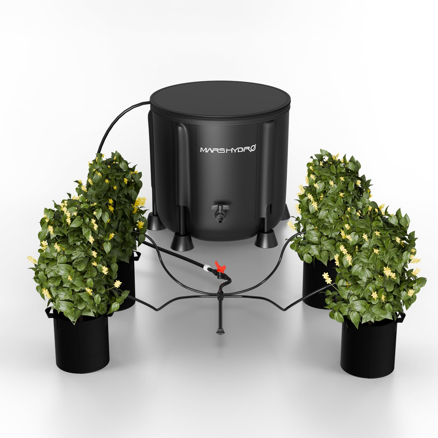 MARS HYDRO 2025 Kit di irrigazione a goccia automatica con secchio pieghevole da 5 l, pompa dell'acqua migliorata 24 W, 8 trasmettitori a goccia