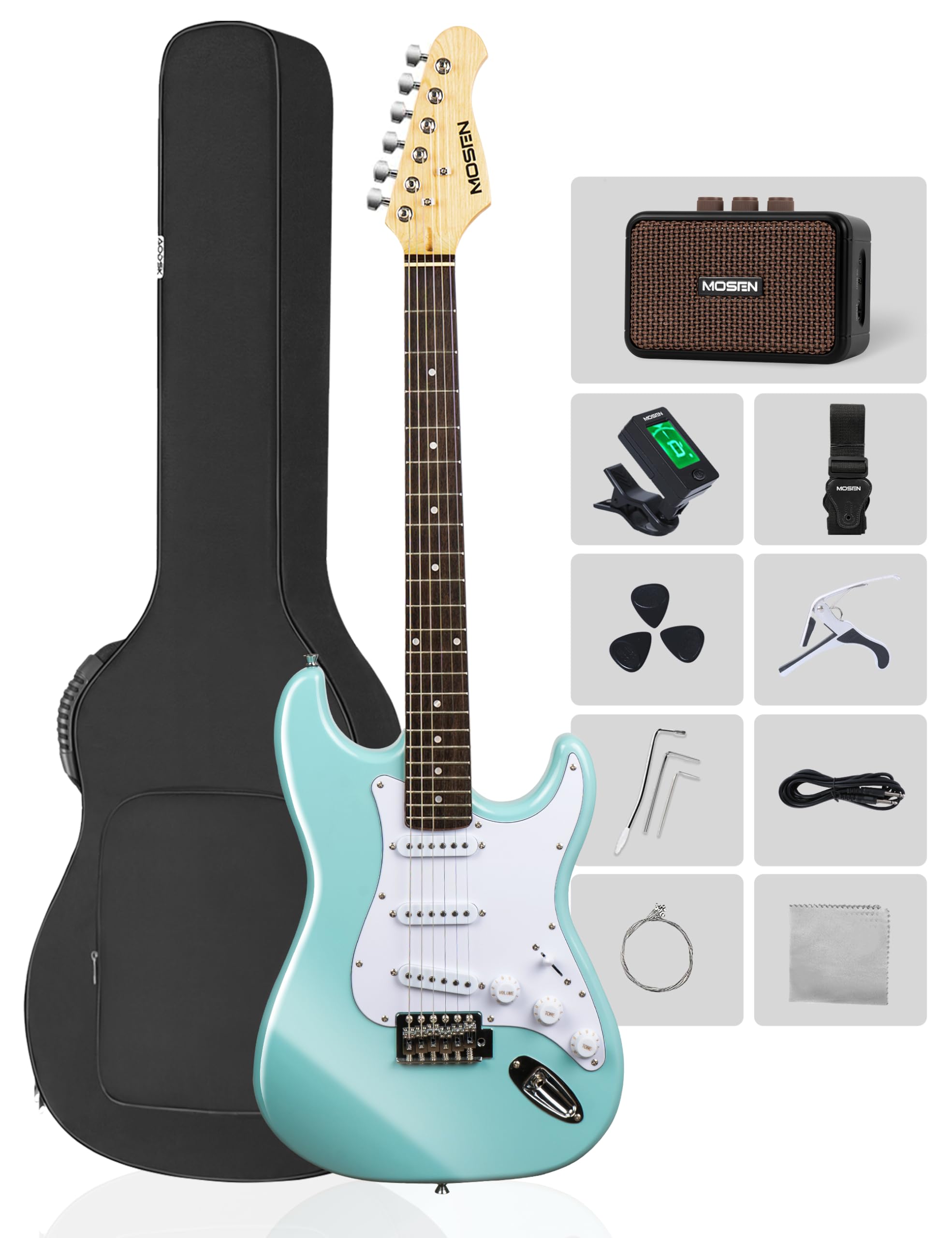 Amazon.com: MOSEN MS-CS50 Full Size Beginner Electric Guitar, 39