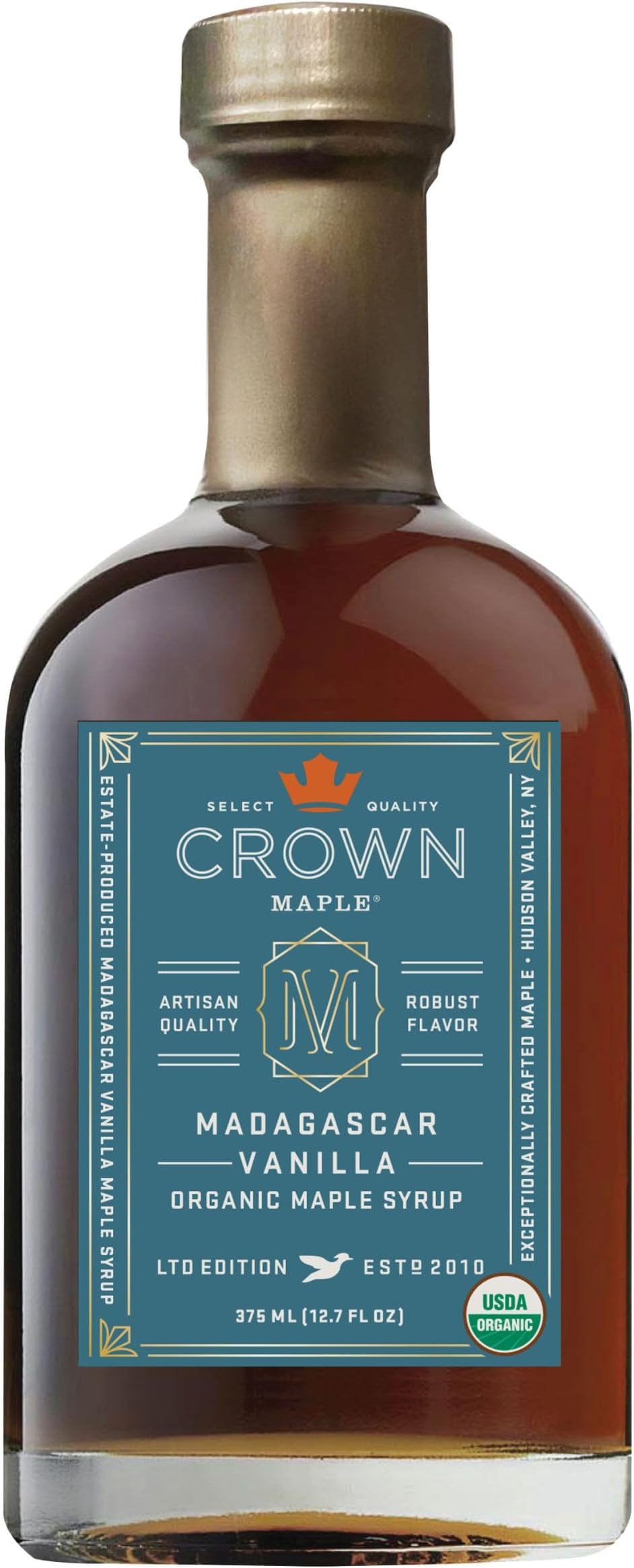 Crown Maple Organic Madagascar Vanilla Maple Syrup, Real Vanilla Bean, Pancakes, Baking, Cocktails & Brunch, 12.7 Fl Oz