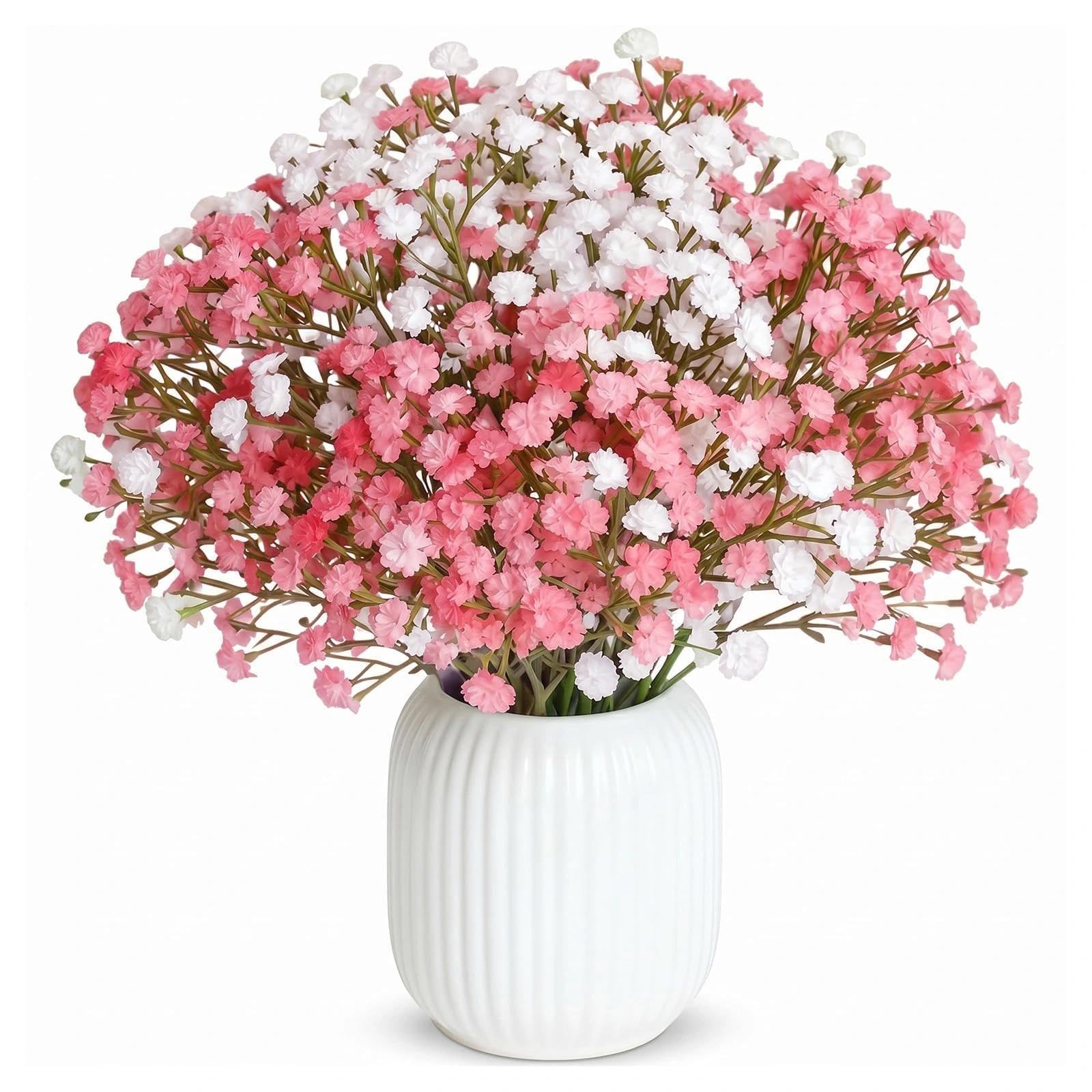 NIFTYY 36 Pcs Pink and White Gypsophila Artificial Flowers, Baby's Breath Flowers for Wedding, Home Decoration, DIY Floral Arrangements, Table Centerpieces and Photography Props (white + pink)