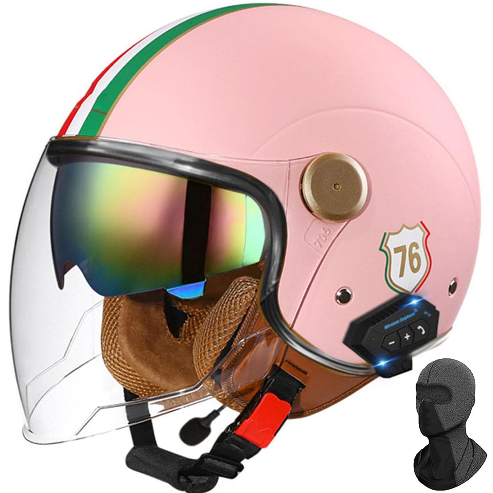 Casque Pour Moto Retro Kco Solide / Coloré 3/4 À Visage Ouvert Avec Pare-brise À Bord Argenté