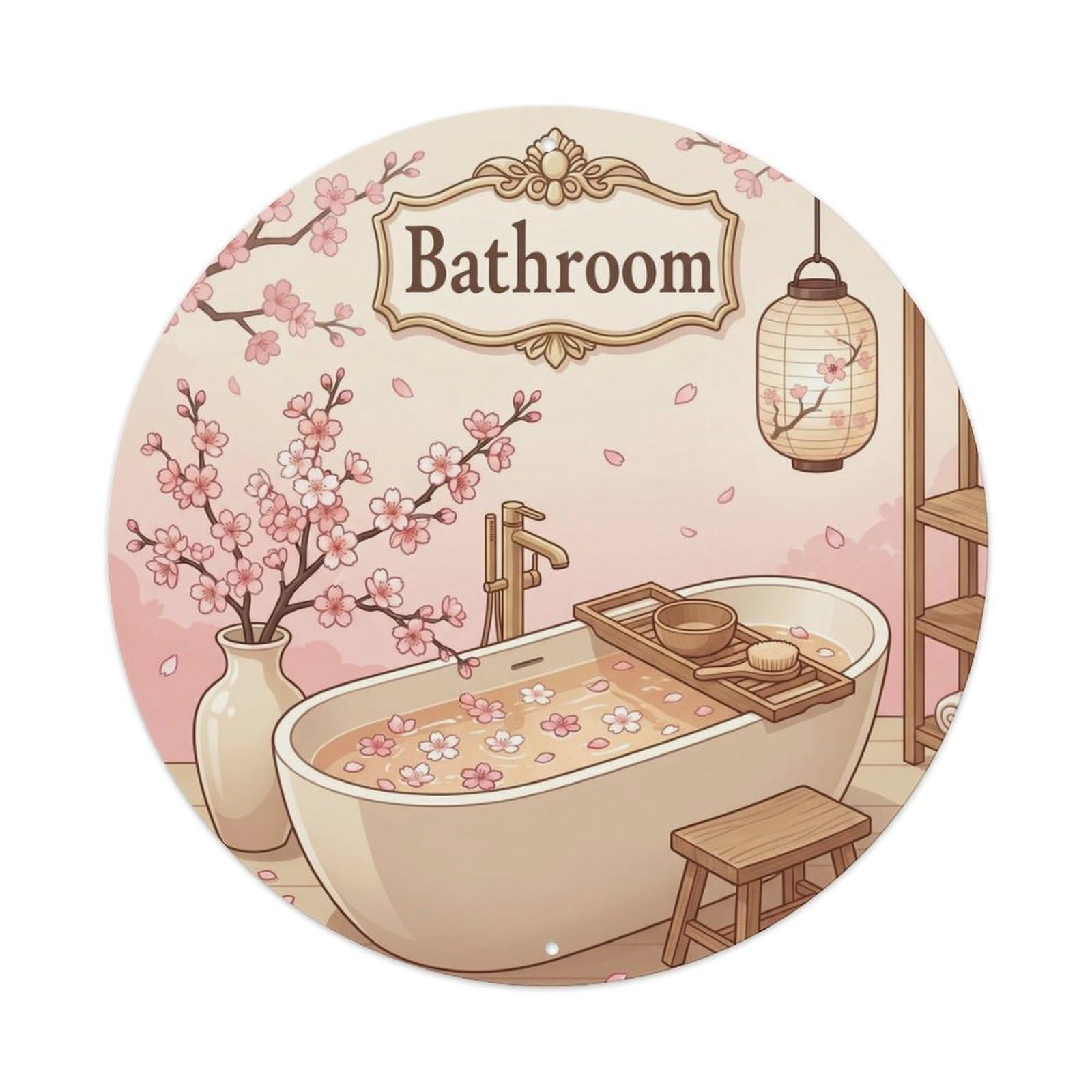 Tgrcjimh Style. Bathroom Sakura Vintage Bathroom Metal Tin Sign