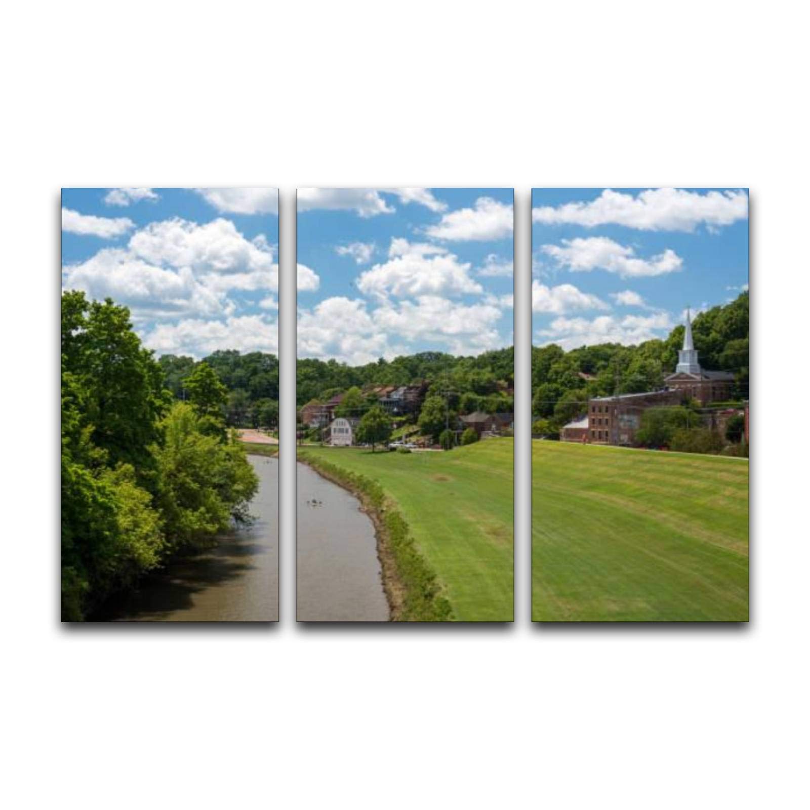 3 Piece Canvas Wall Art-River and a Path Way in Galena-Art Painting Posters Pictures Print Home Decor Modern Artwork for Living Room Bedroom 16"x31.5"