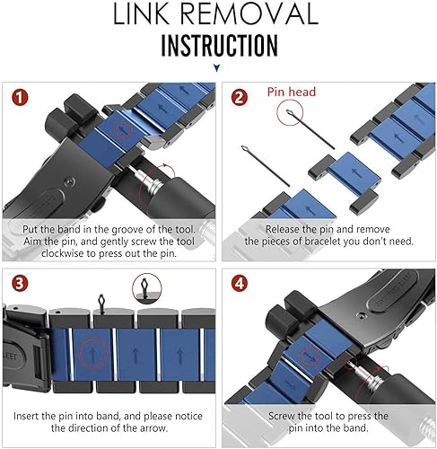 Miniatura 6 de Correas compatibles con Galaxy Watch de 1.811in  Galaxy Watch 3 de 1.772in, 0.866in, correa de metal de acero inoxidable sólido de repuesto para