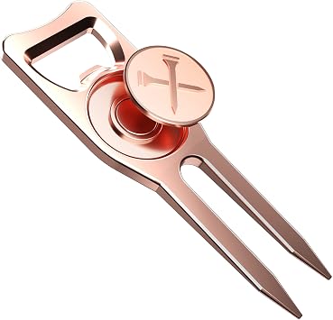 Blue Tees Golf 6-in-1 Premium Divot Tool & Ball Marker - Bottle Opener - Club Tee - Groove Cleaner - Putting Alignment - Designed to Be the Ultimate Tool for the Green - Rose