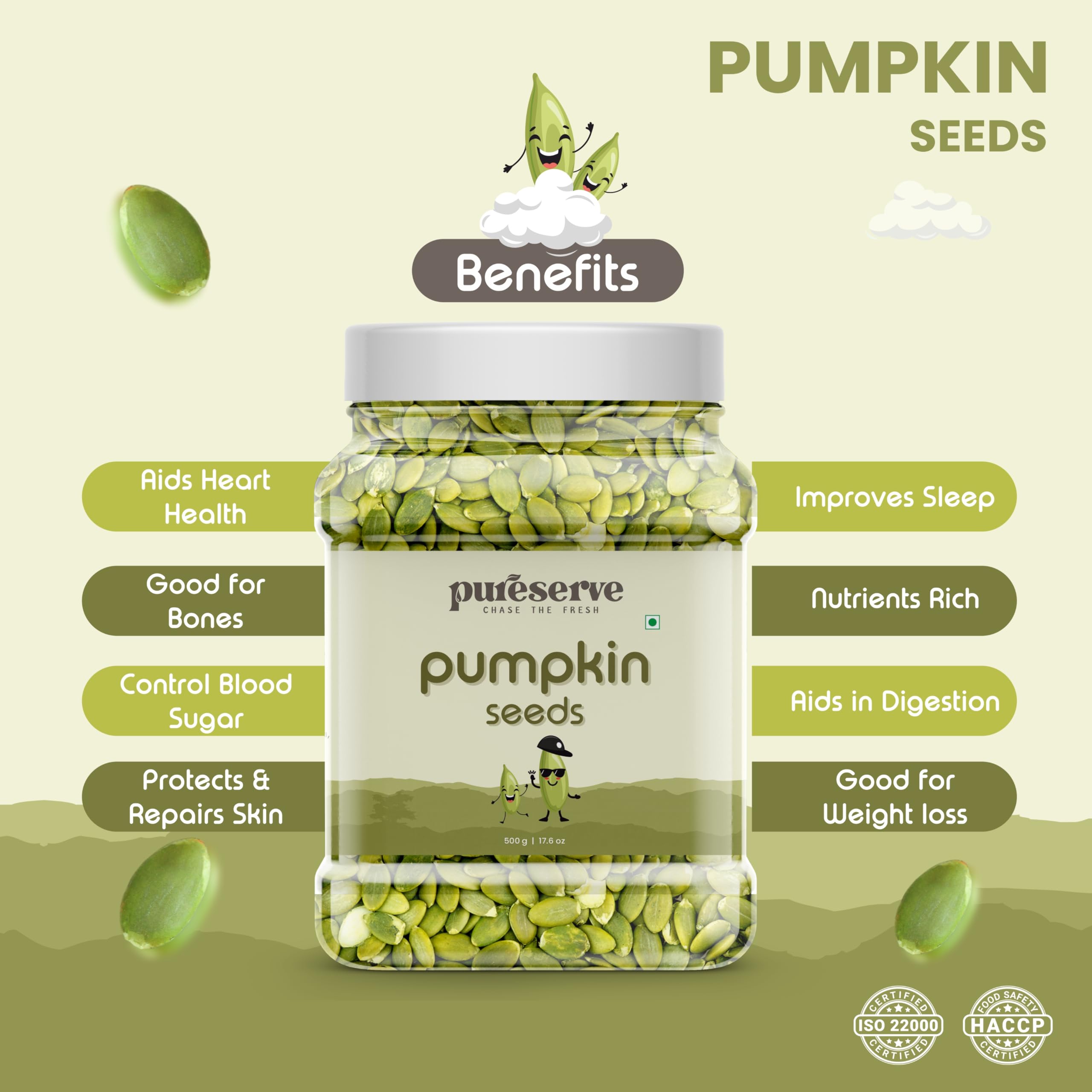 Pureserve Pumpkin Seeds 1Kg (500g×2) – Premium AAA Grade Superfood | High in Protein, Fiber & Antioxidants | Boosts Immunity & Supports Weight Management | Perfect Healthy Snack for Eating - Image 5 thumbnail