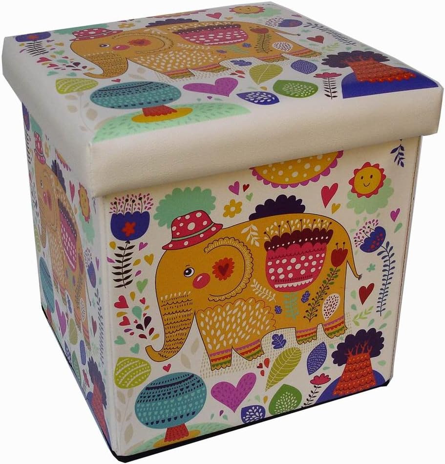 Biscottini Bean Bag for Children and Adults, 33 x 33 x 33 cm, Resealable Storage Boxes with Lid, Square Bean Bag with Decor image 3