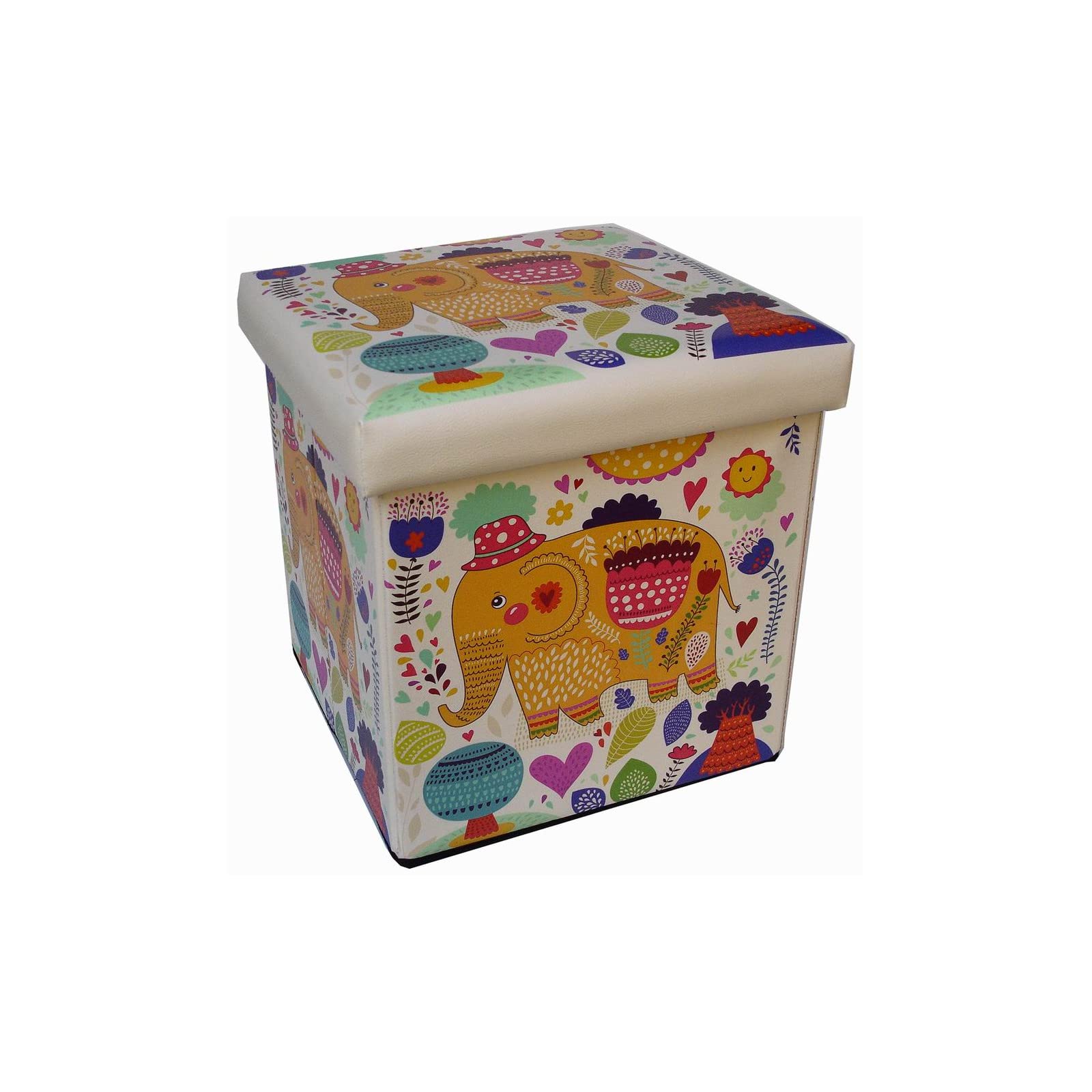 Biscottini Pouf contenitore bambini e adulti 33x33x33 cm | Scatole portaoggetti richiudibili con coperchio | Pouf contenitore quadrato con decorazioni