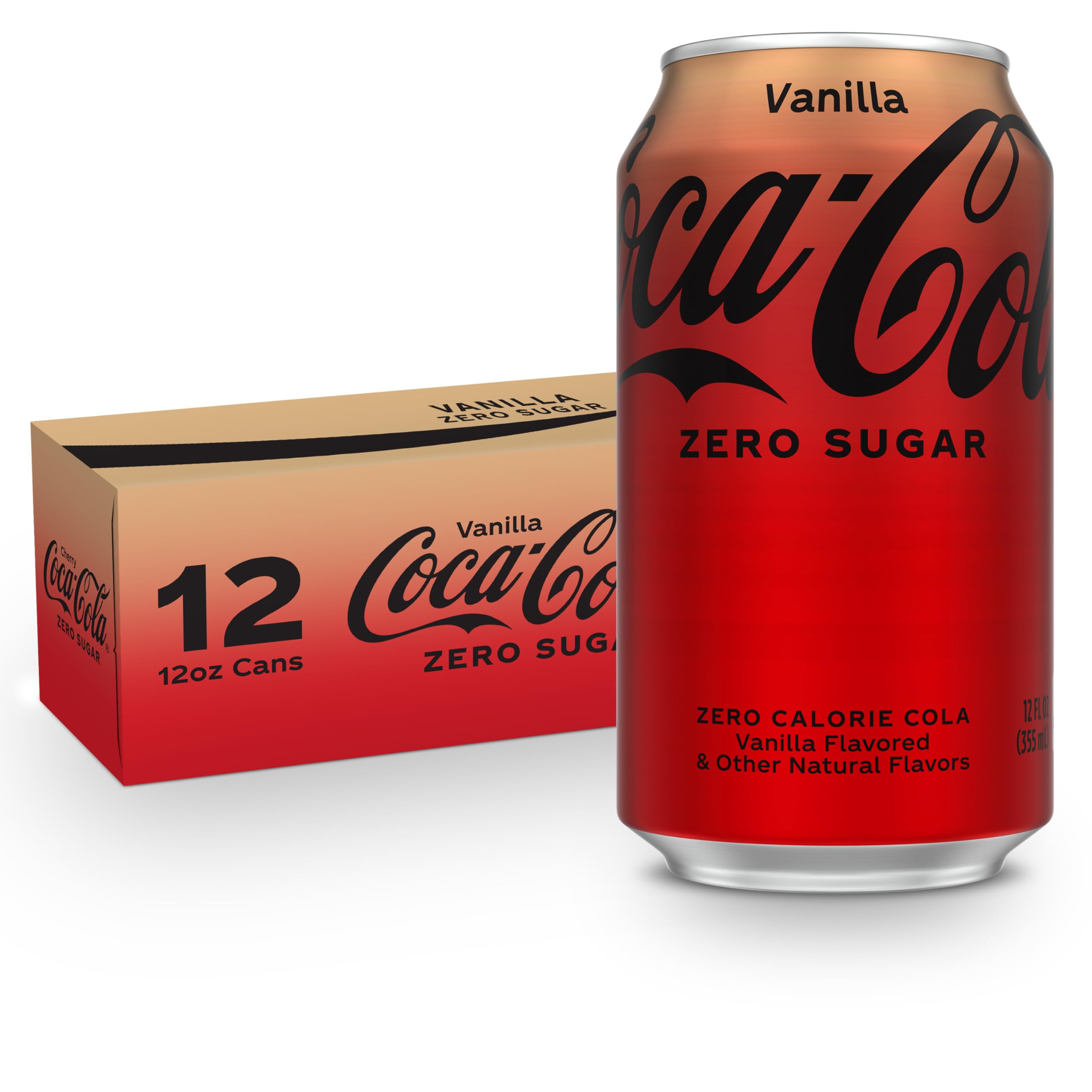 Coke Zero Coca-Cola, Zero Soda, Vanilla, 12 oz (pack of 12)