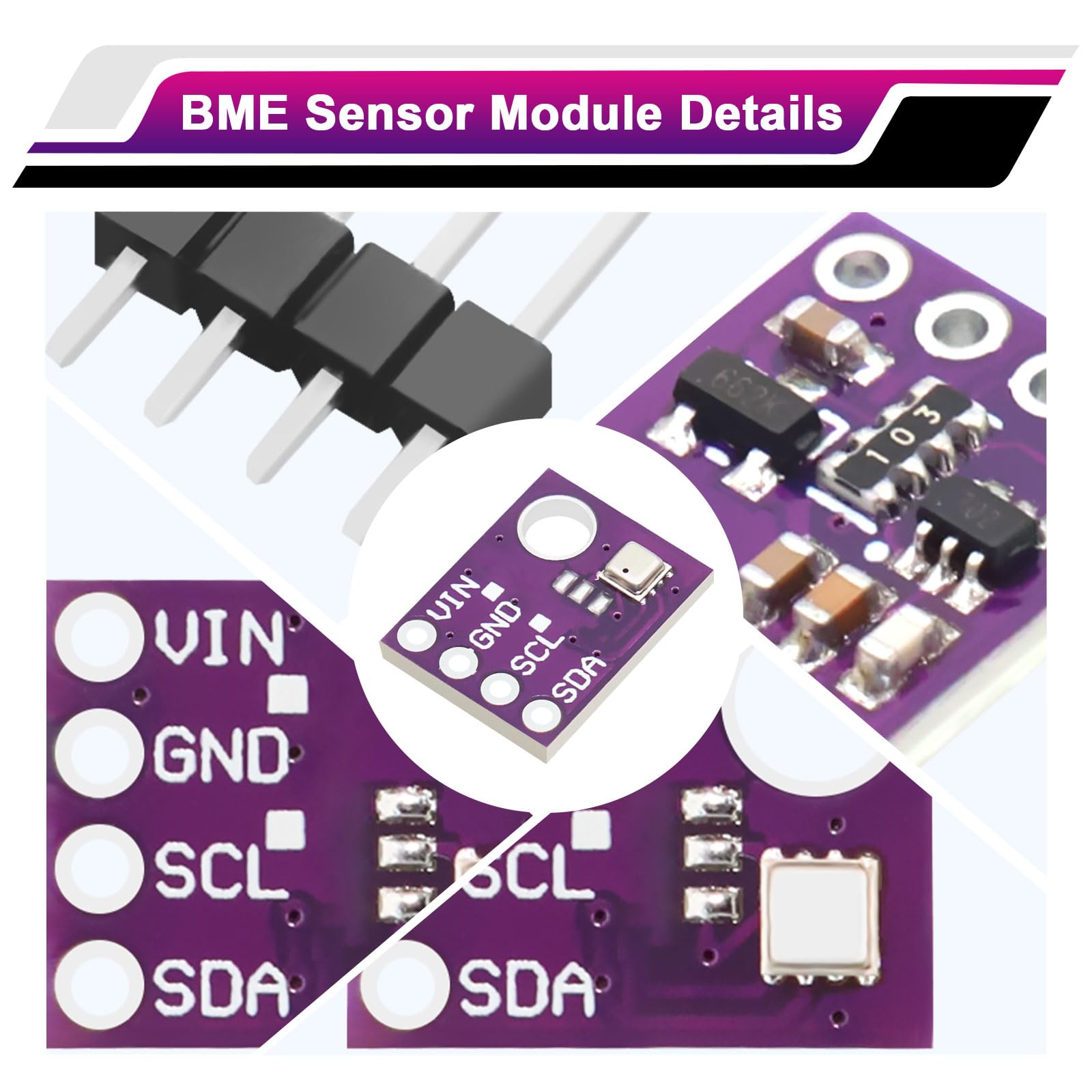 BME-280 Barometrischer Sensor für Temperatur, Luftfeuchtigkeit und Luftdruck,BME Feuchtigkeitssensor 5V Modul IIC I2C Kompatibel mit Arduino und Ras-pberry Pi（3 Stück）