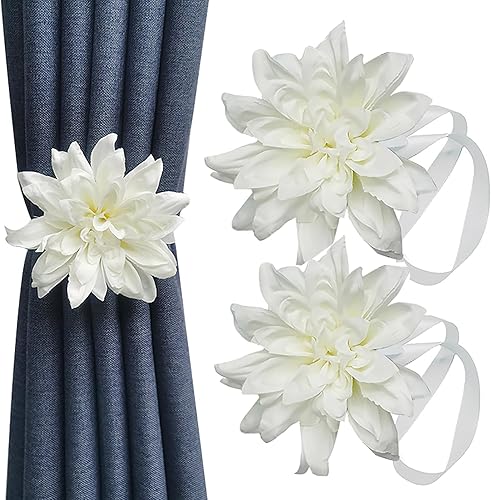 2 alzapaños magnéticos de flores para cortina, hibisco, clips decorativos para atar en la parte trasera de la ventana, cuerdas de sujeción para el