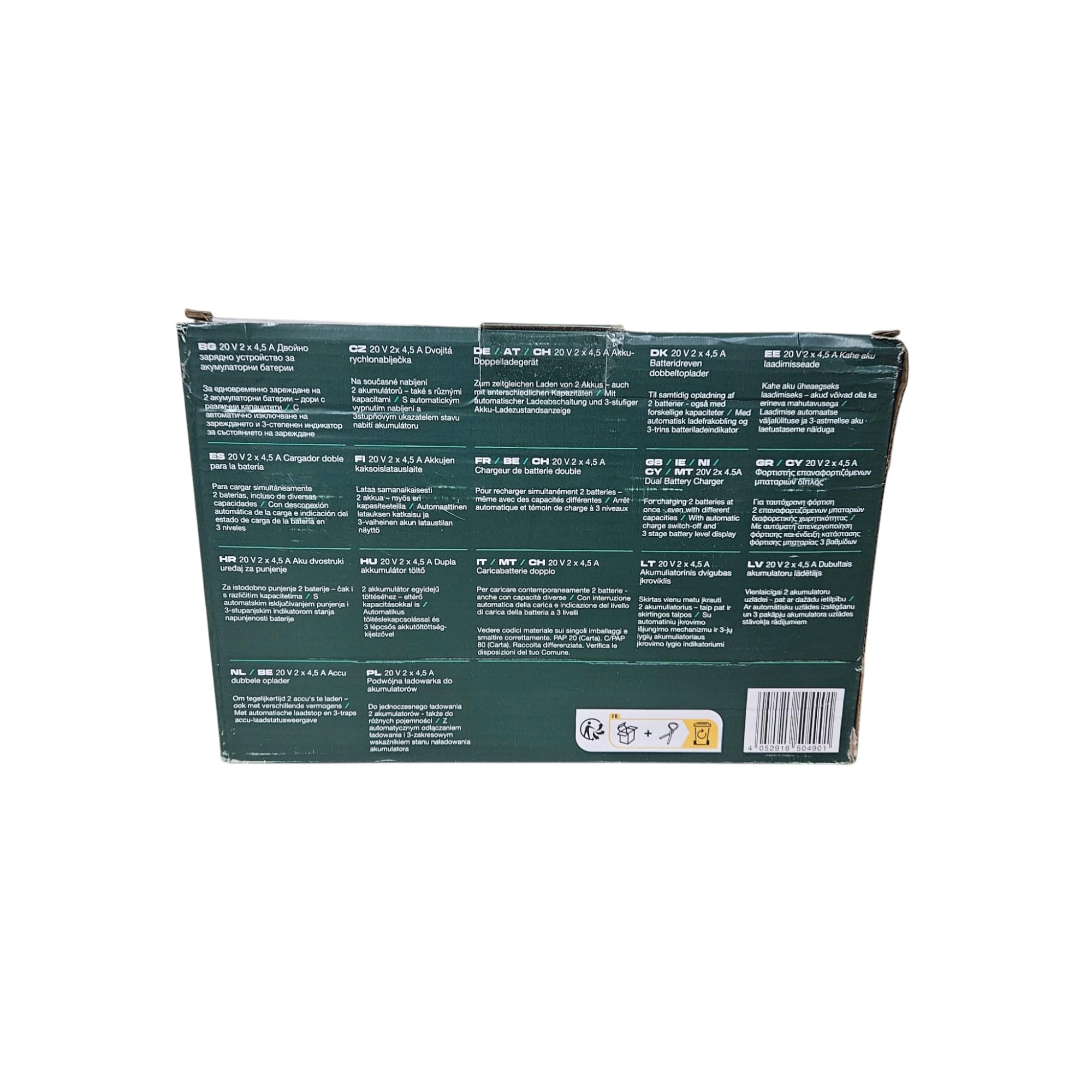 Cargador rápido de batería Doble PDSLG 20 A1 (Equipo Parkside X20V)