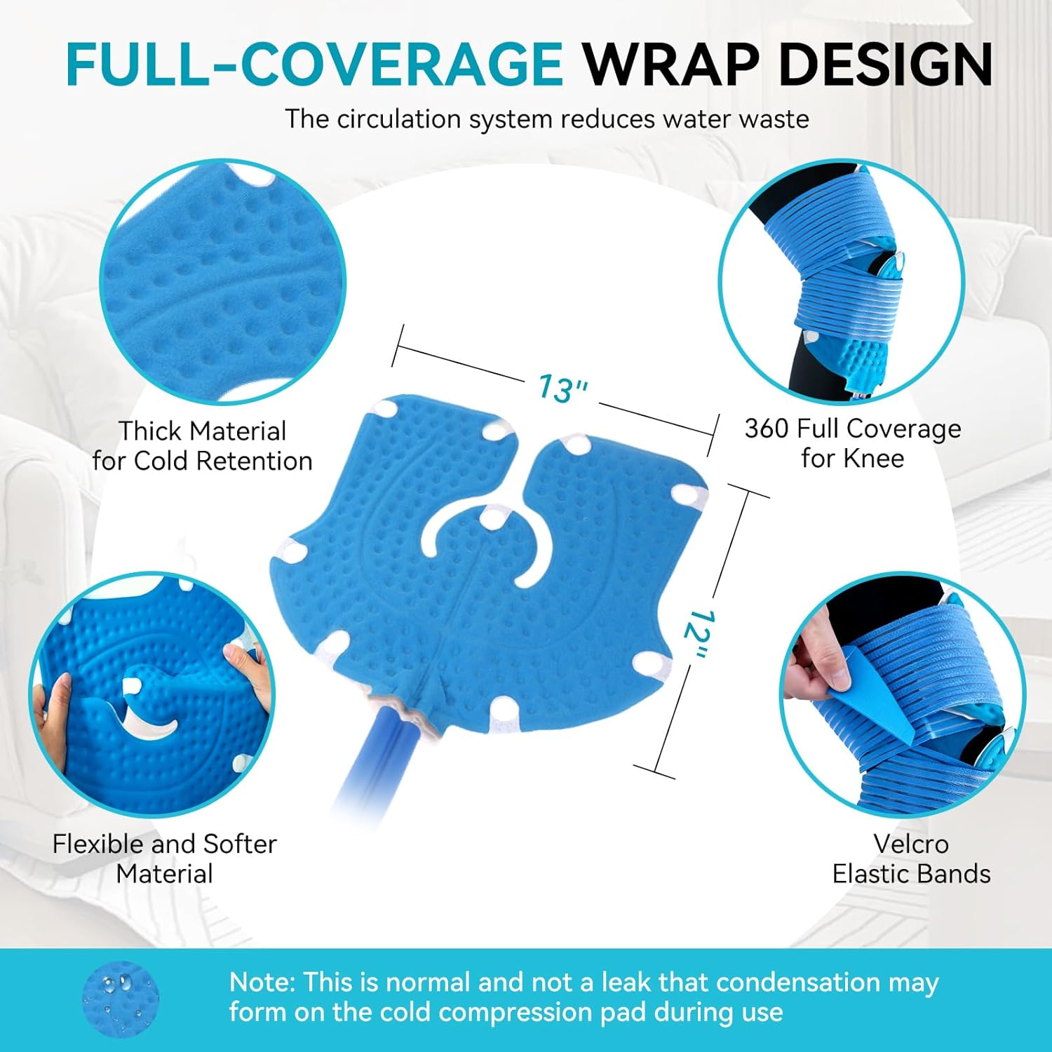 Cold Therapy Machine, Programable Ice Therapy Machine for Knee Replacement, USB Powered, Post-Surgery Recovery, ACL, Pain Relief, for Sports Injuries, Sprains, Reduce Swelling, Knee Pad