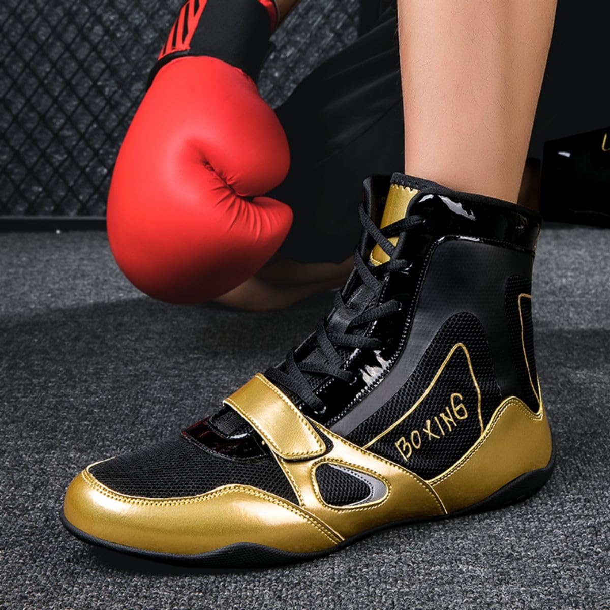 Scarpe da Boxe Uomo Scarpe da Lotta Boxer Formatori Lotta Calzature Cool Dry per Allenamento Lotta Esercizio Fitness 35-47