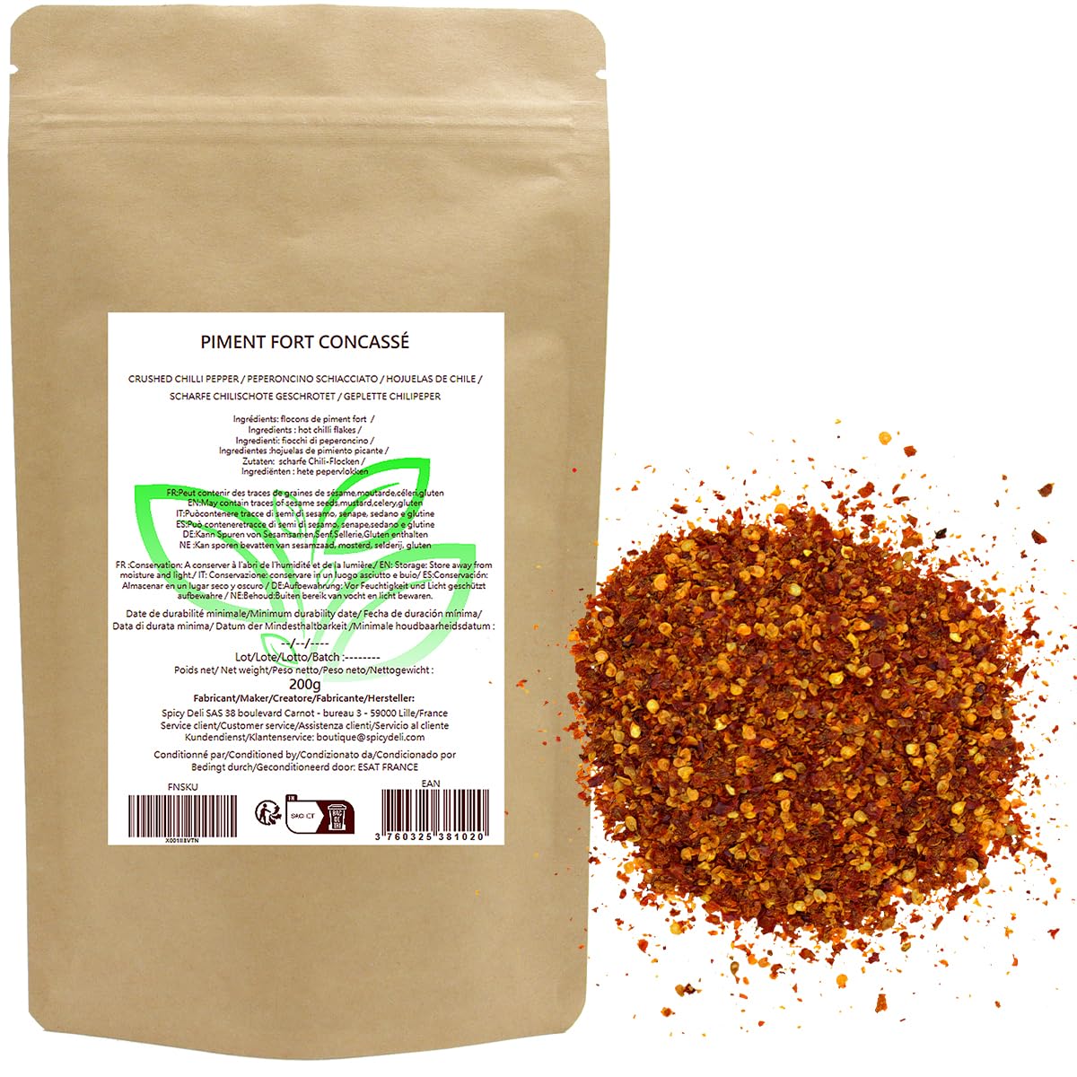 Copos de Chile/Pimiento picante triturado 200g.