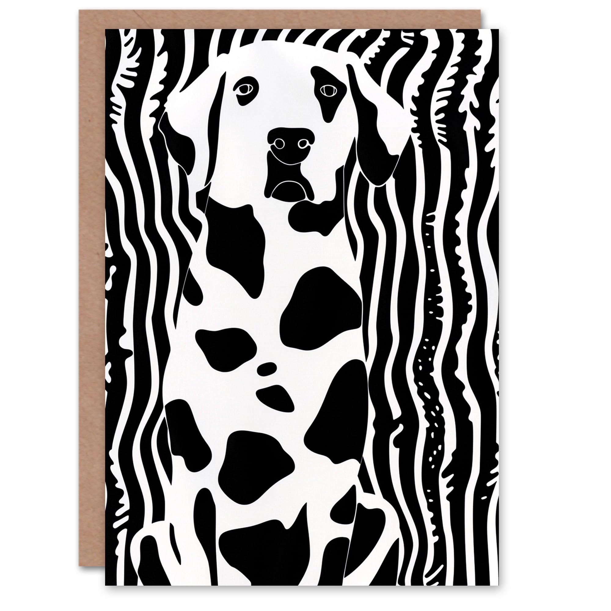 Artery8 Dog Lover Dalmatian Modern Abstract Black White Blank For Him Or Her Art Birthday Card
