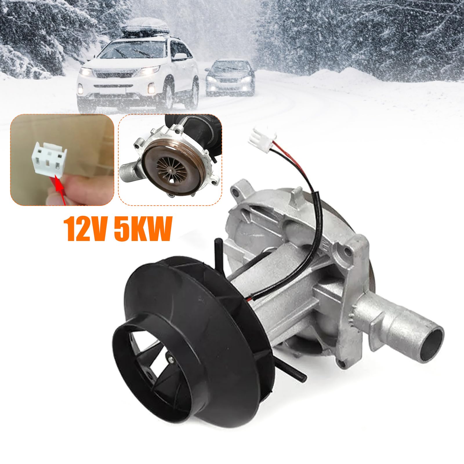 Silnik dmuchawy samochodowej, 12 V, 2 kW, 5 kW, odprowadzanie ciepła, silnik dmuchawy, nagrzewnica postojowa, zamiennik do Webasto, Eberspache (12 V, 5 kW)