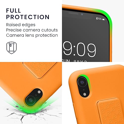 Miniatura 3 de kwmobile Funda compatible con Apple iPhone XR - Funda con correa de mano y revestimiento de silicona TPU suave - Naranja frutal