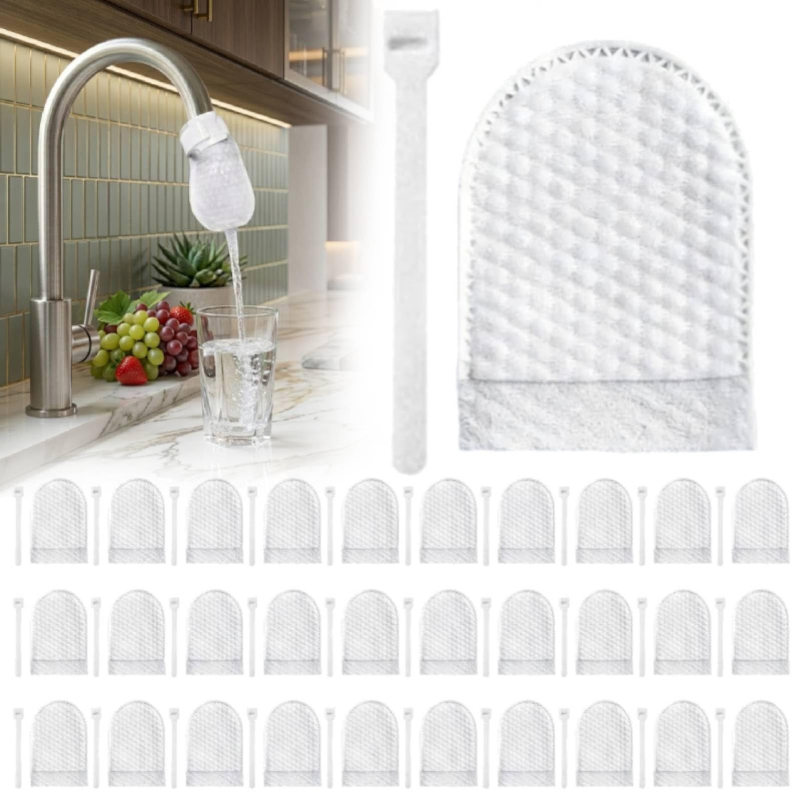 50Pcs Faucet Filter Cotton Bag - The Cotton Filters Bags for Water Faucet Filters, FaucetFilter Bag,Splash-Proof Filter Bags for Faucets,Effectively Blocks All the Scale,Sand and Sediments (50pcs)