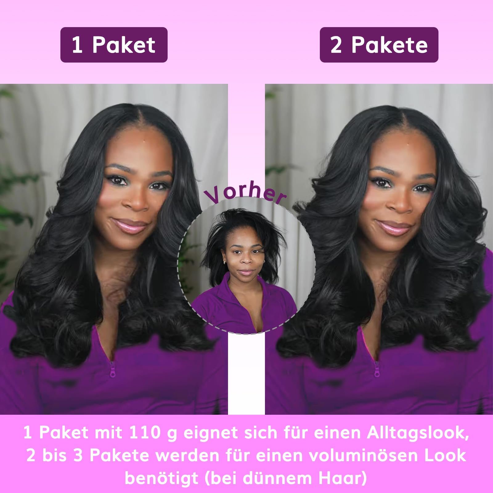 IDN BEAUTY Nahtlose Clip-In-Haarverlängerung Echthaar gewellt 110 g 7 Stück natürliches schwarzes unbehandeltes Echthaar nahtlose Clip-Ins für schwarze Frauen unsichtbarer Rand 35 cm(14 Zoll)