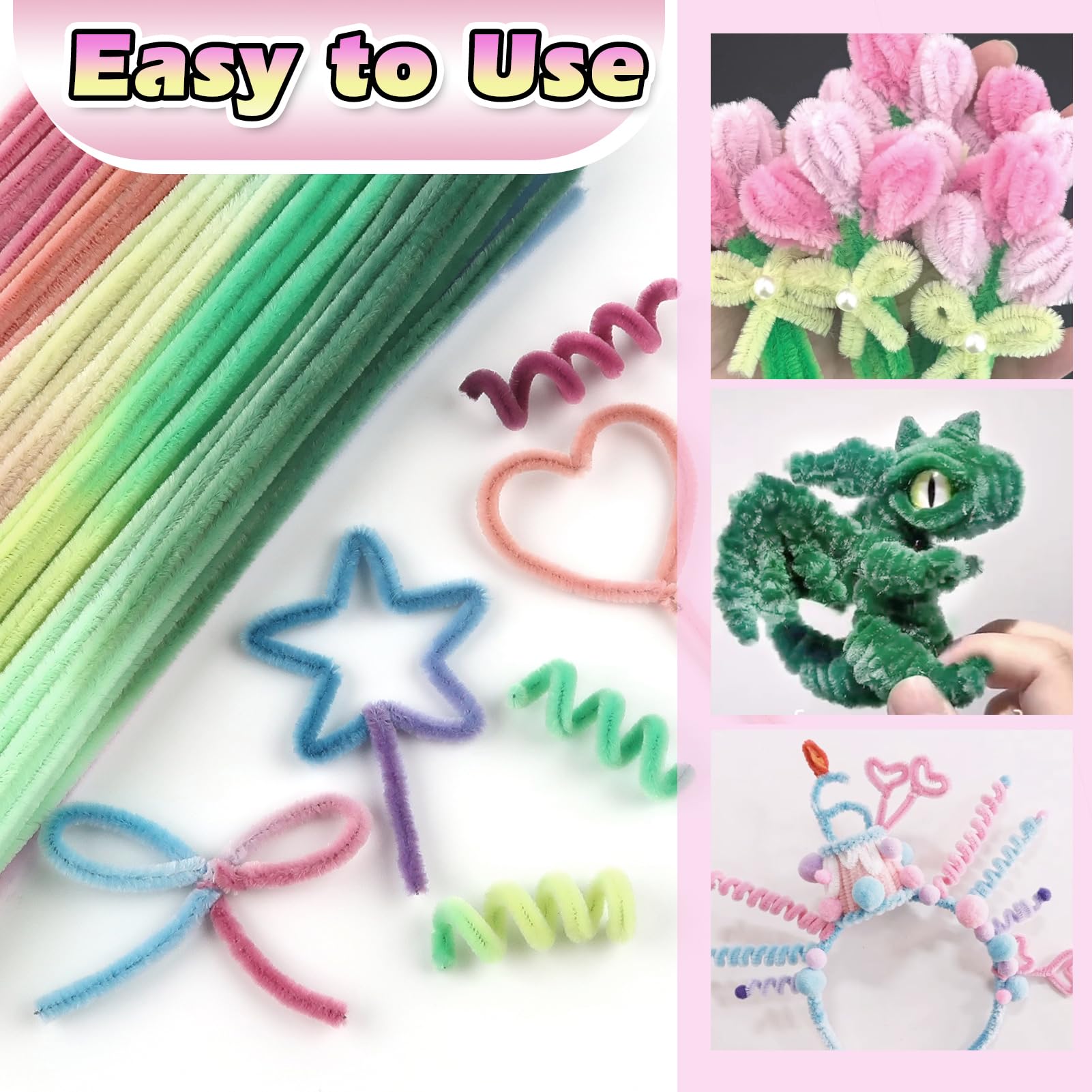 400 Pezzi Scovolini Colorati per Lavoretti, Scovolini Pipa Glitter, Scovolini per Lavoretti Morbido, Steli di Ciniglia per Lavori di Bricolage e Decorazioni (30cm x 6mm