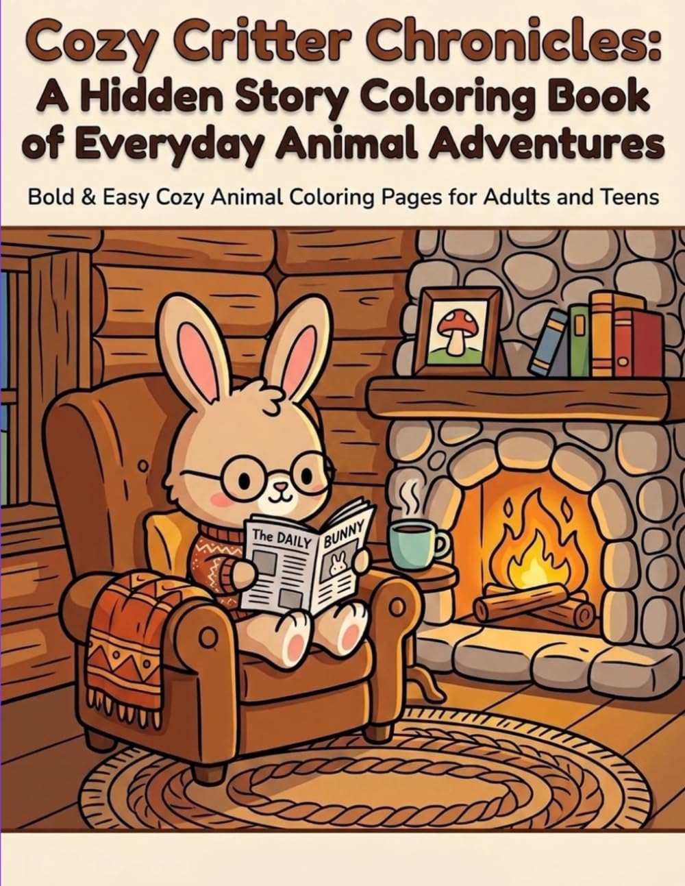 Cozy Critter Chronicles: A Hidden Story Coloring Book of Everyday Animal Adventures: Bold & Easy Cozy Animal Coloring Pages for Adults and Teens