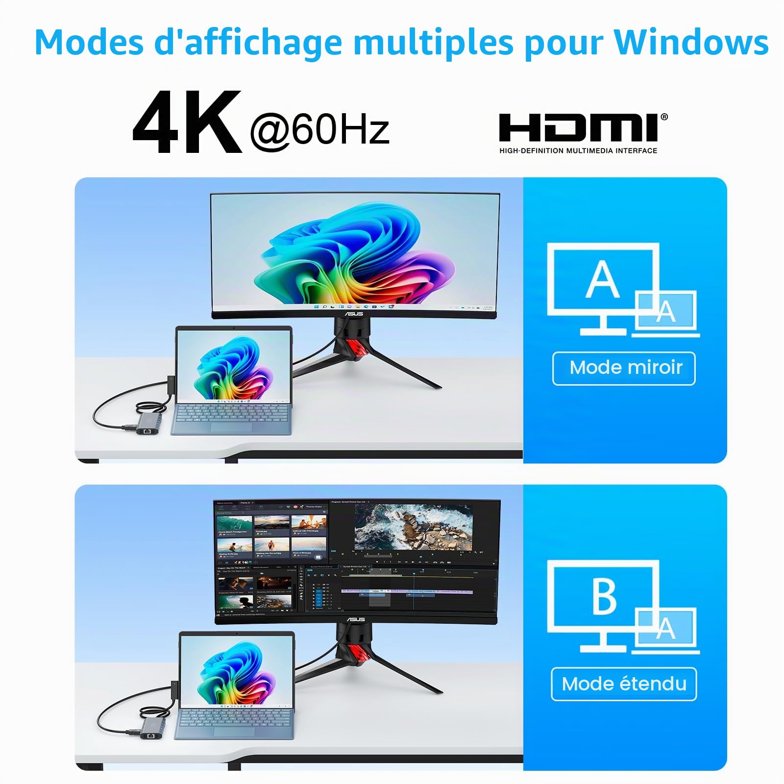 Microsoft Surface Dock 2 Station d’Accueil Surface Pro 10-en-1 avec 4K@60Hz HDMI, Ethernet, SD/TF, USB 3.0, USB-C & 100W PD pour Surface Pro 12/11/10/9/8/X/7/6/5, Surface Laptop, Surface Go
