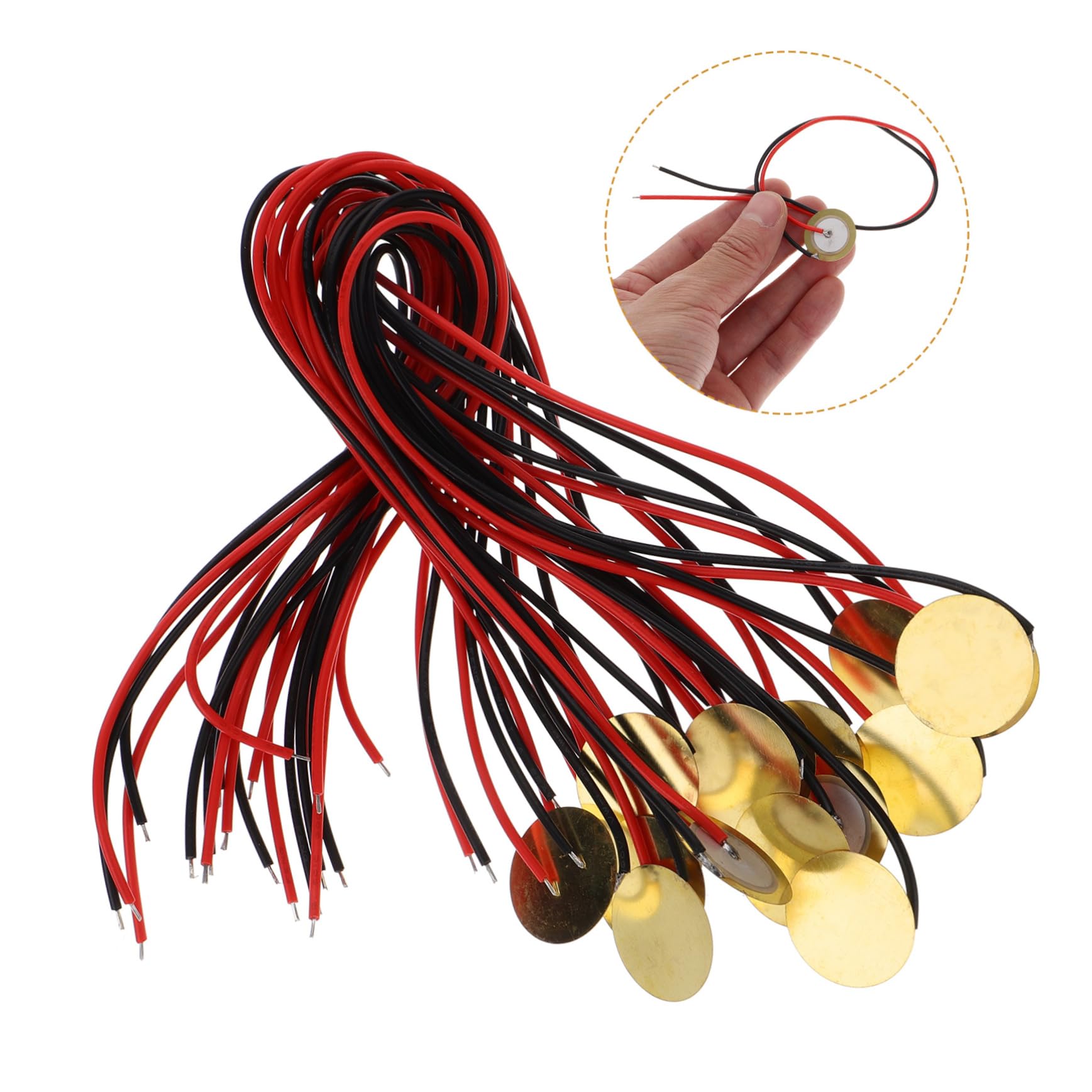 Levemolo 15-piece Guitar Piezoelectric Pickup Kit 20mm Piezo Discs 25cm Patch Cables for Acoustic Instruments