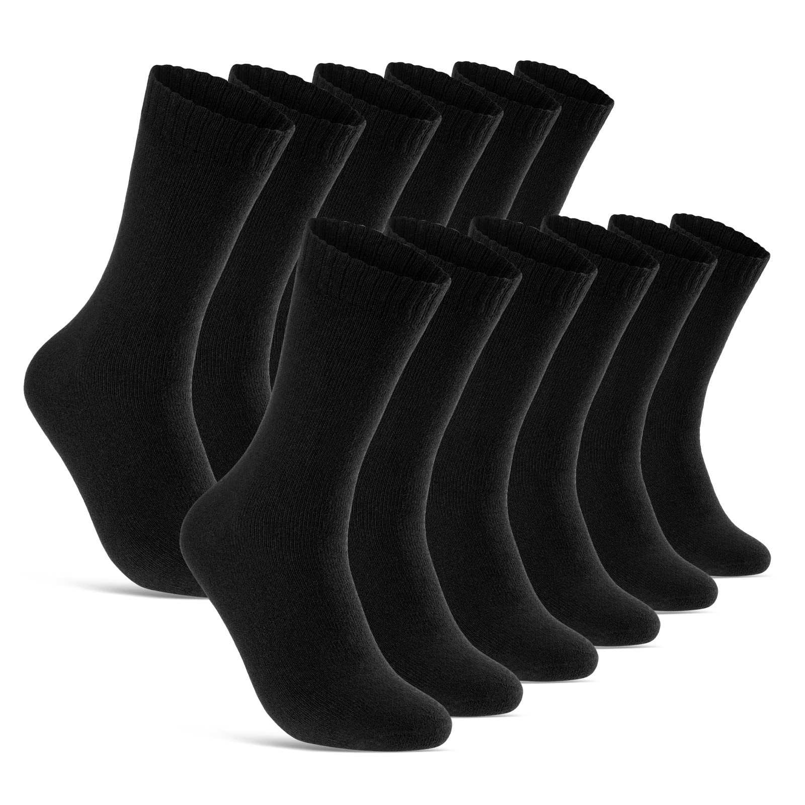 Sockenkauf24 Pack of 6, 12, 24 Pairs of Thermal Socks for Men and Women Full Terry Cloth Black Cotton with Comfortable Cuff