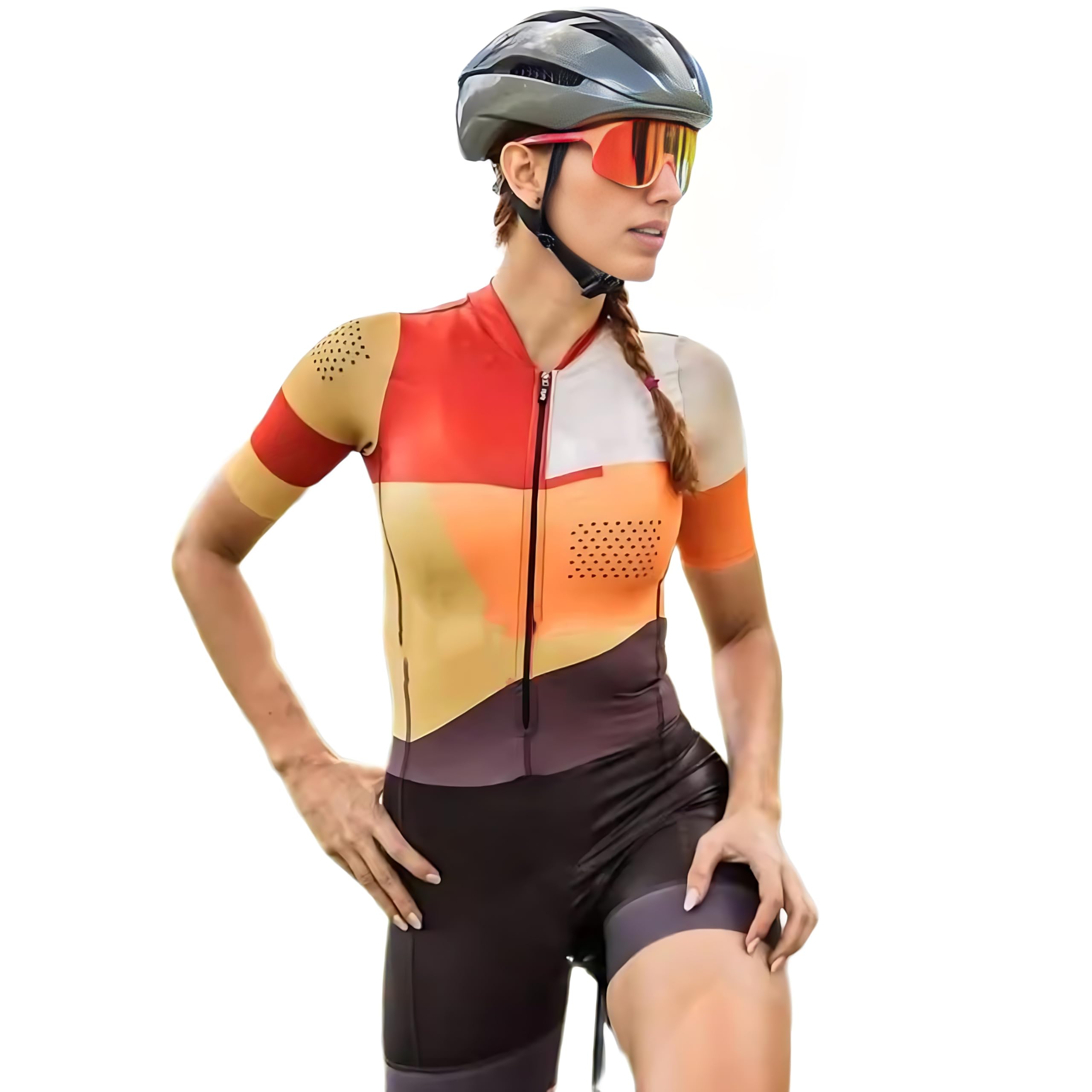 5 Stile Damen Radanzug Triathlon Racing Team Jersey Einteiler Jumpsuit Kurzarm Eng Radanzug Gel-Pad XS-3XL