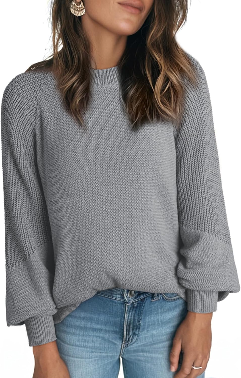 Dokotoo Women's Casual Long Sleeve Sweaters Loose Crewneck Cable Knit Pullover Sweater Jumper Tops - Image 2