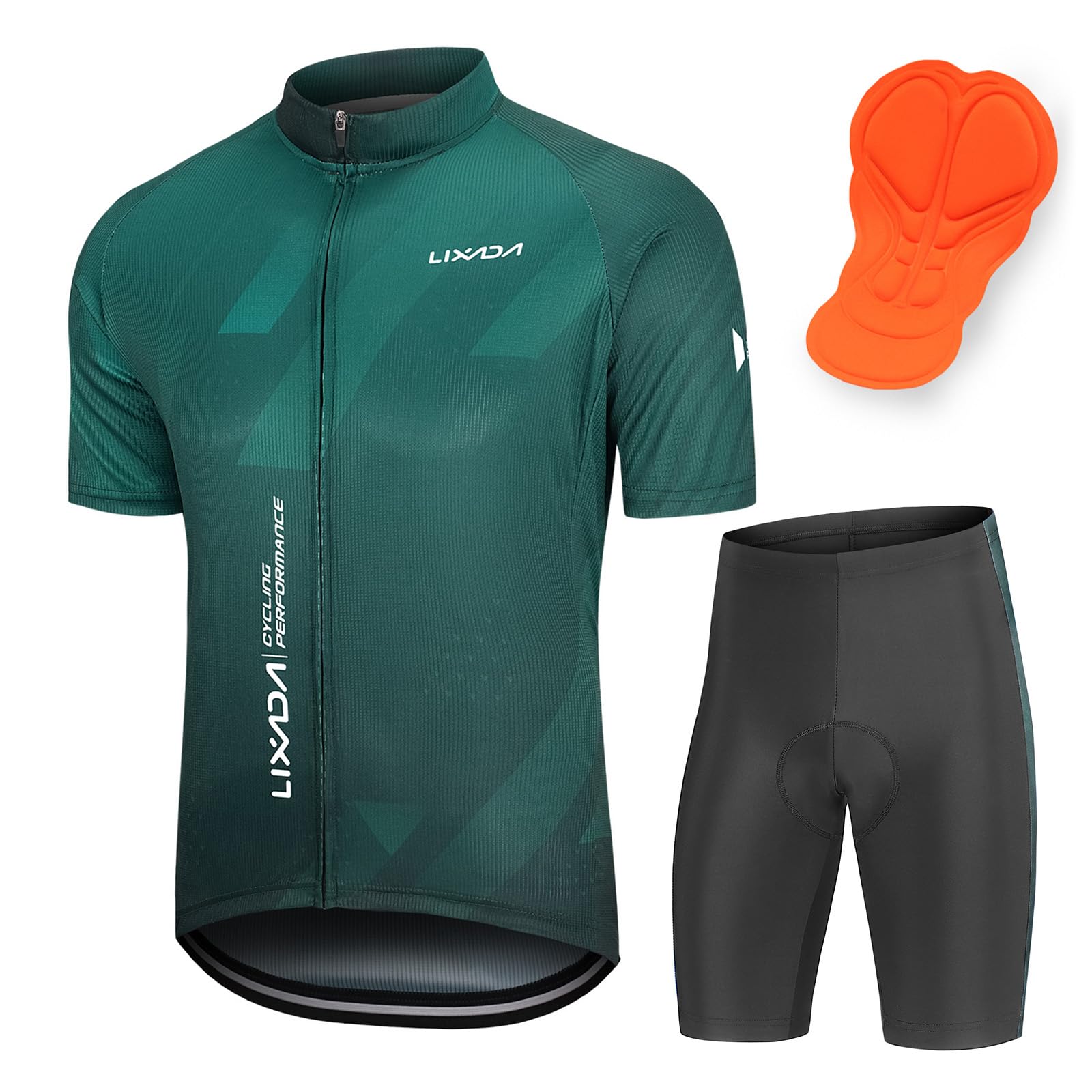 LixadaShort Sleeve Cycling Jersey Road Bike Jersey Men Breathable Summer Short Sleeve Bike Shirt and Cycling Shorts Padded Shorts MTB Bicycle Suit for Cycling Outdoor Sports